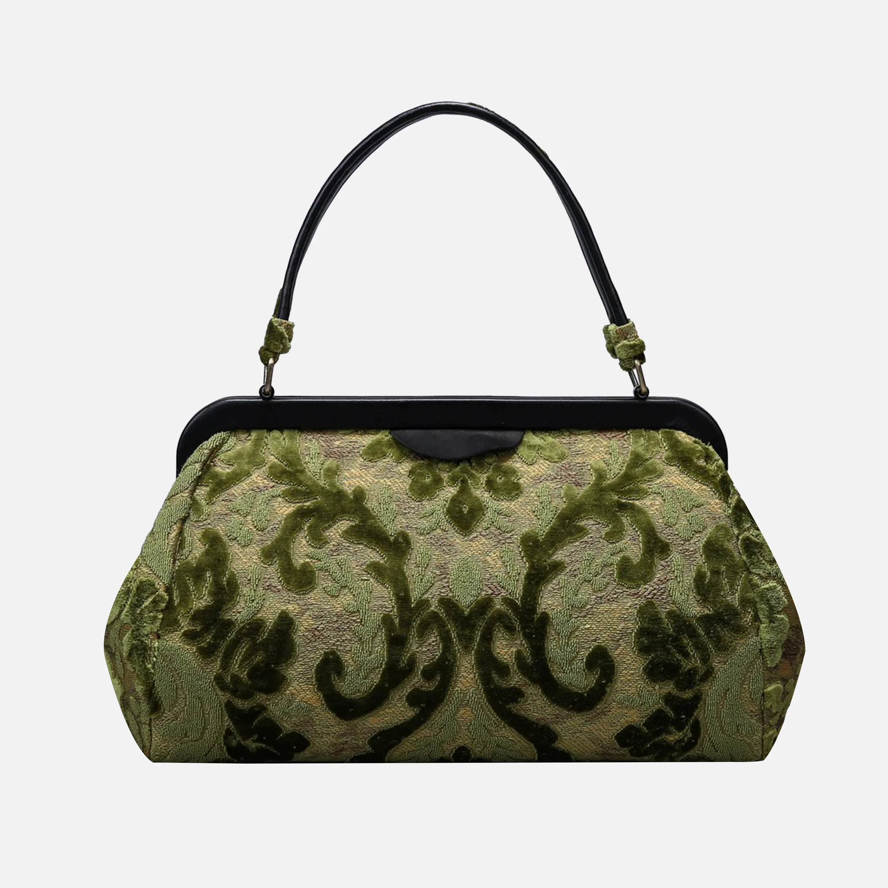 Burnout Velvet Fern Green Top Handle Purse - Image 3