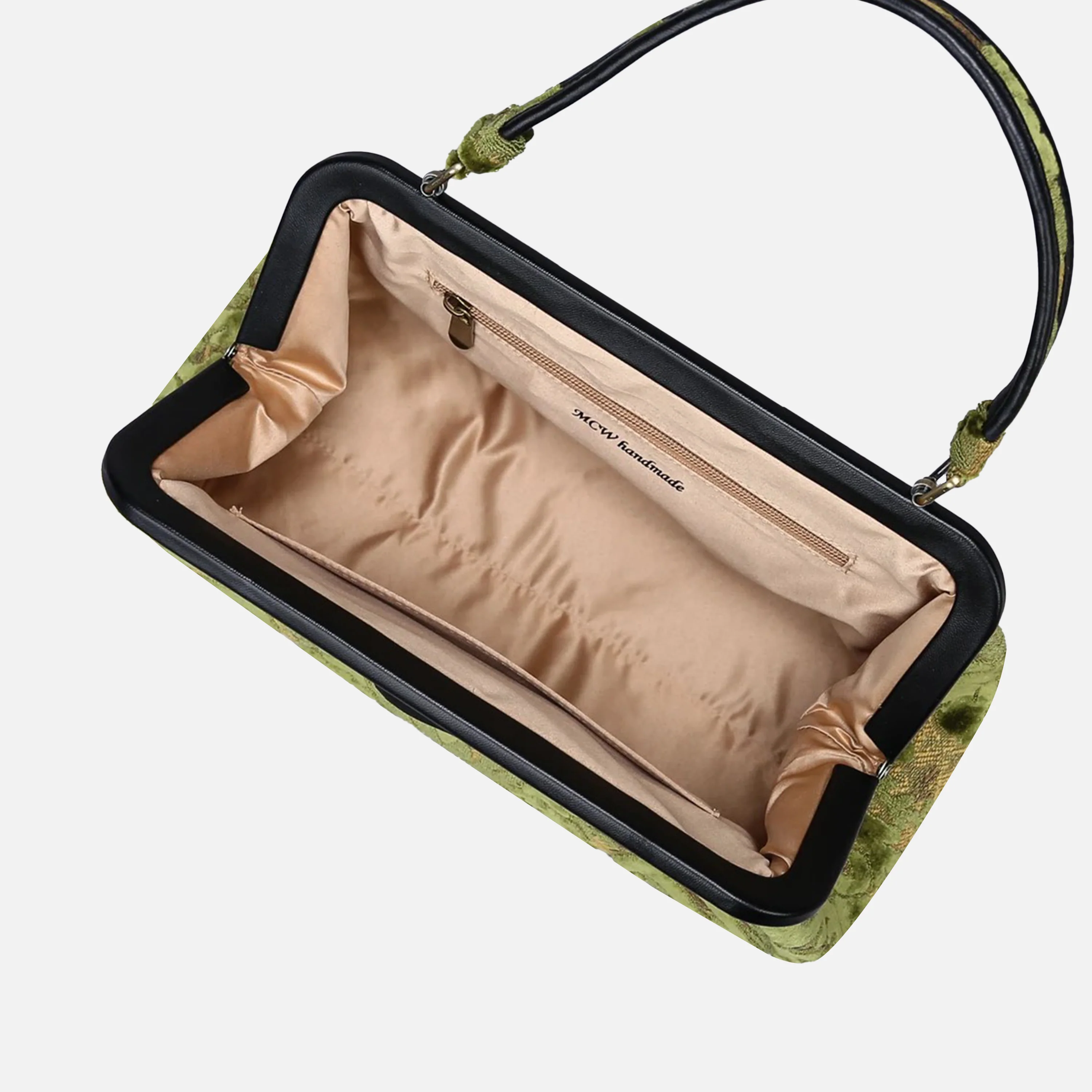 Burnout Velvet Fern Green Top Handle Purse - Image 6