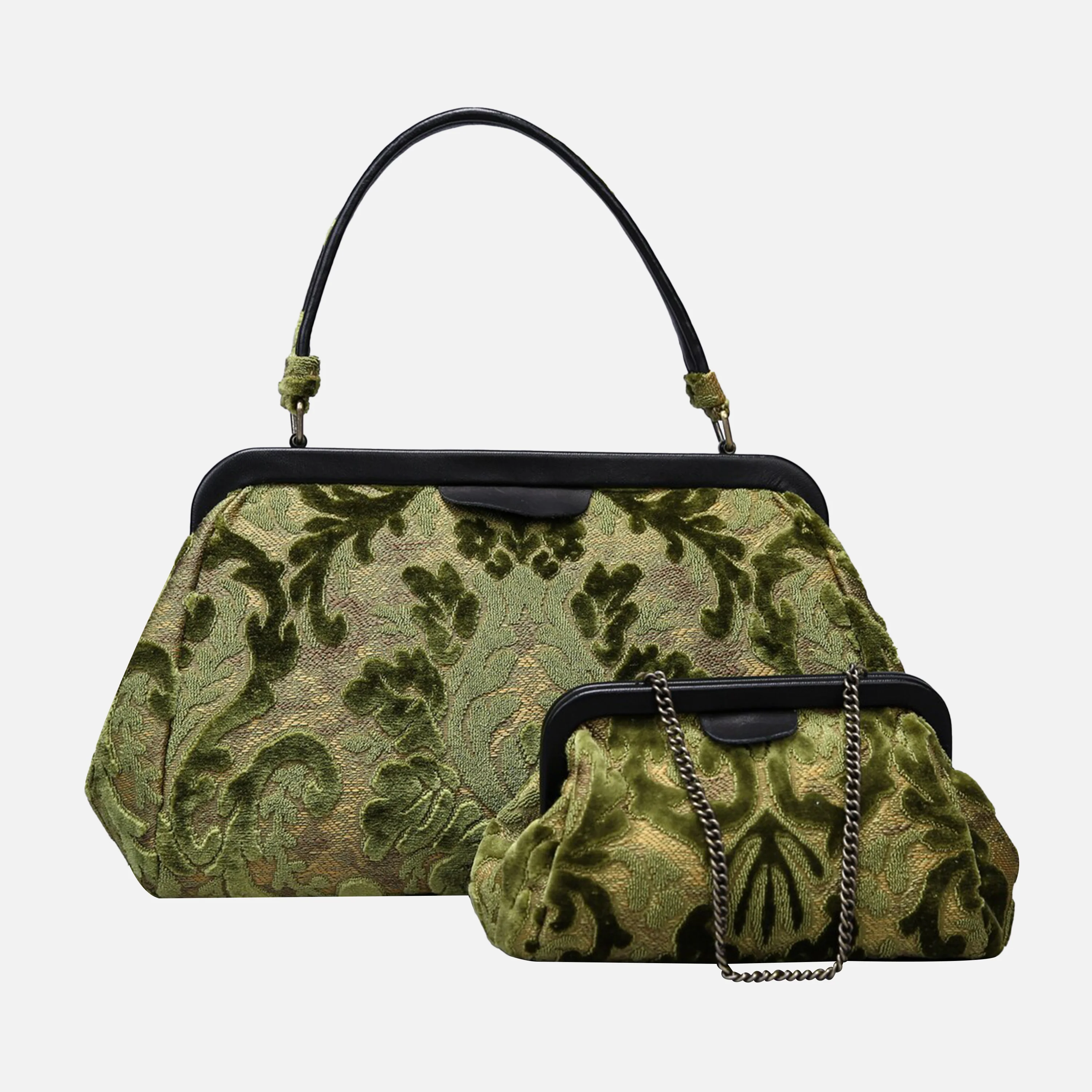 Burnout Velvet Fern Green Top Handle Purse - Image 7