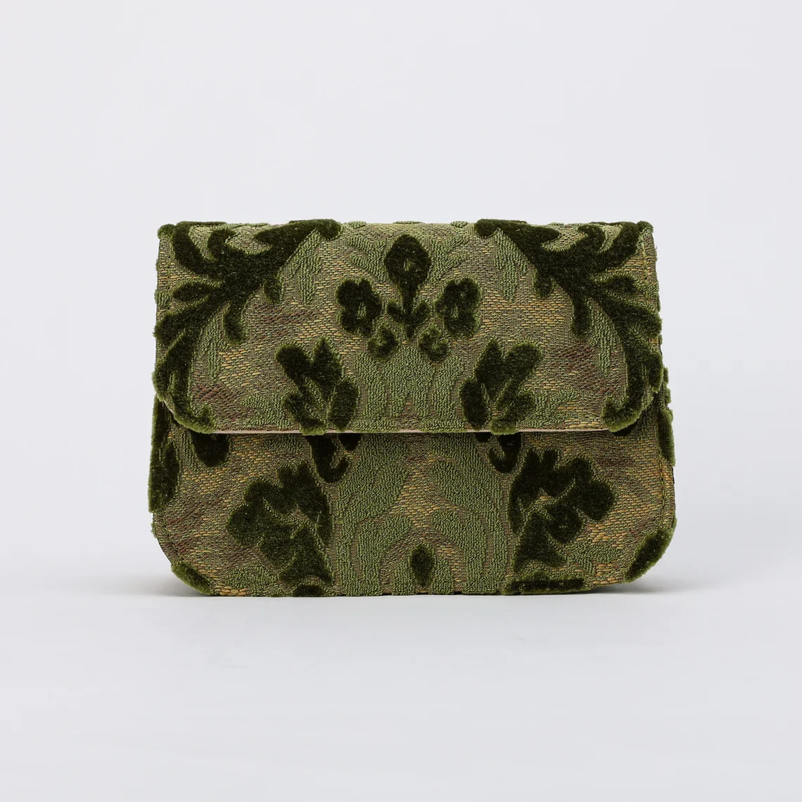 Burnout Velvet Fern Green Flap Crossbody Bag - Image 5