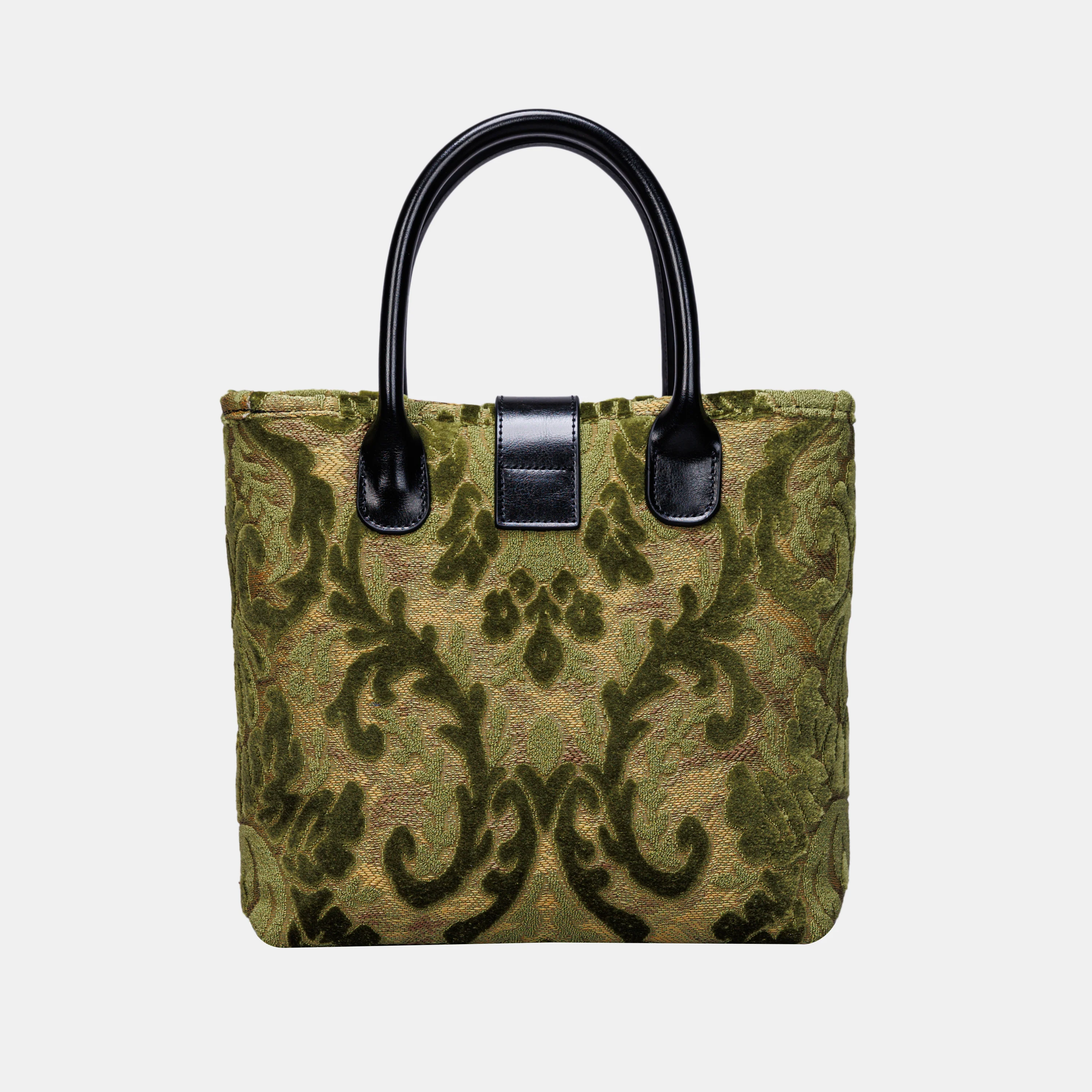 Burnout Velvet Fern Green Tuck Lock Carpet Satchel - Image 4