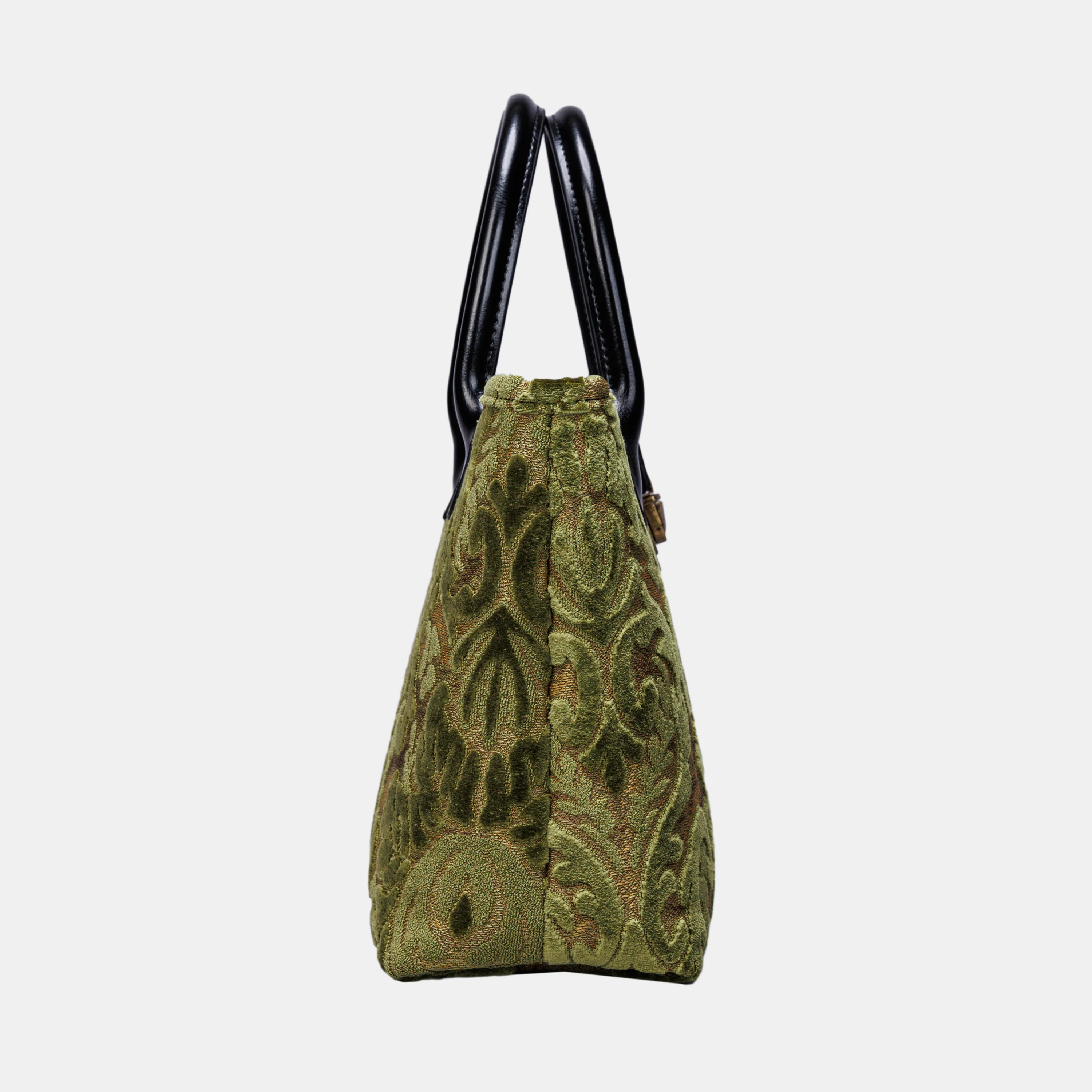 Burnout Velvet Fern Green Tuck Lock Carpet Satchel - Image 6