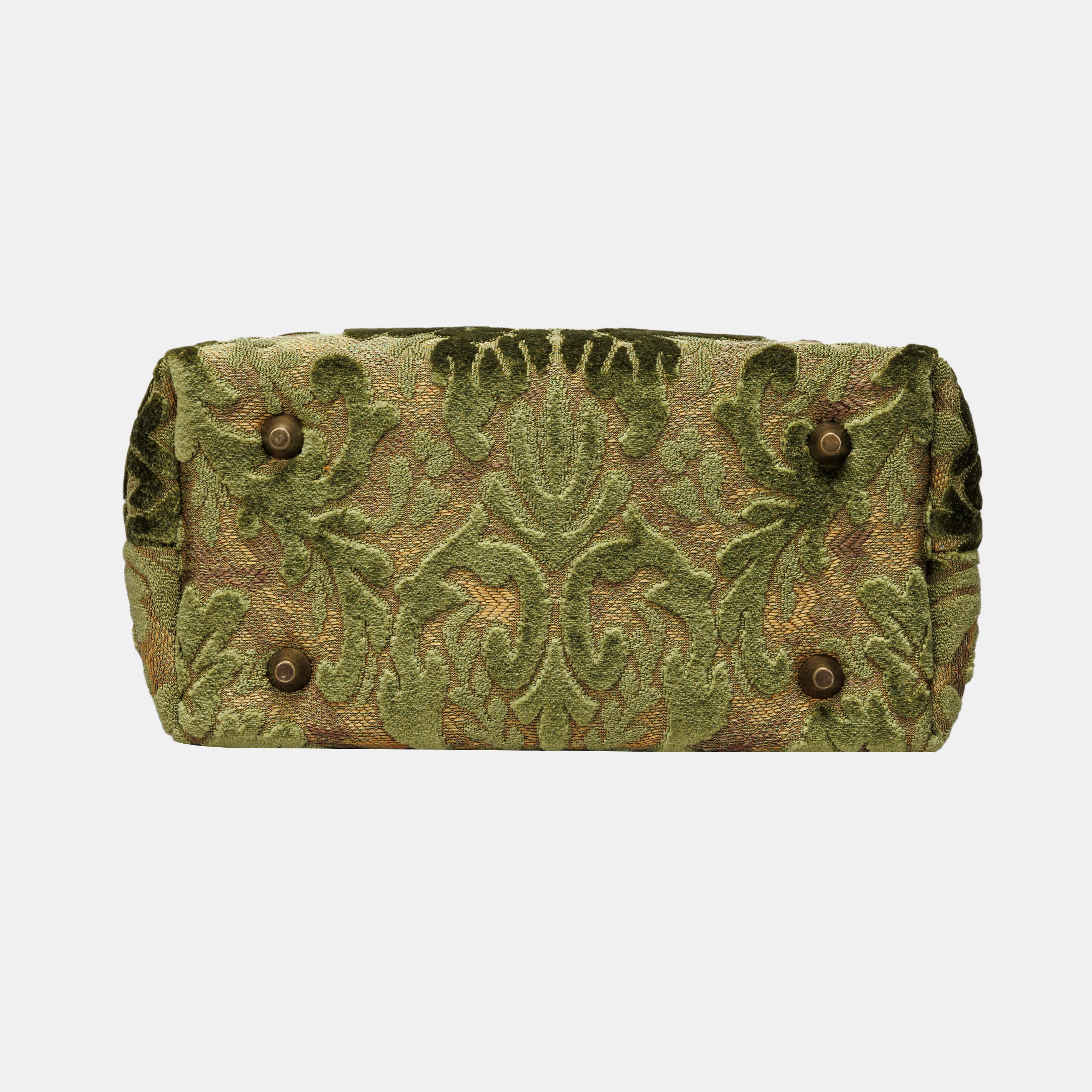 Burnout Velvet Fern Green Tuck Lock Carpet Satchel - Image 7