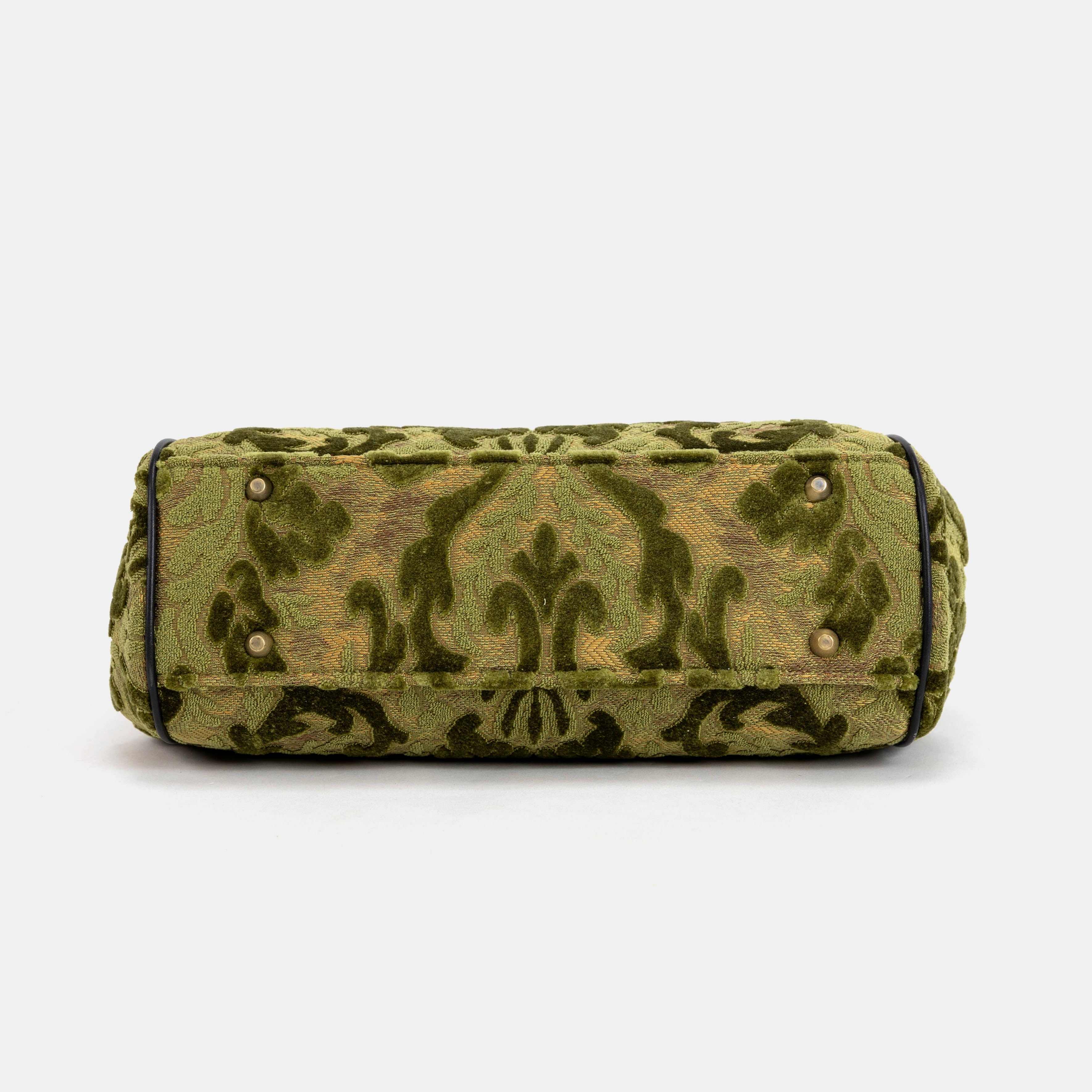 Burnout Velvet Fern Green Alma Shoulder Bag - Image 3