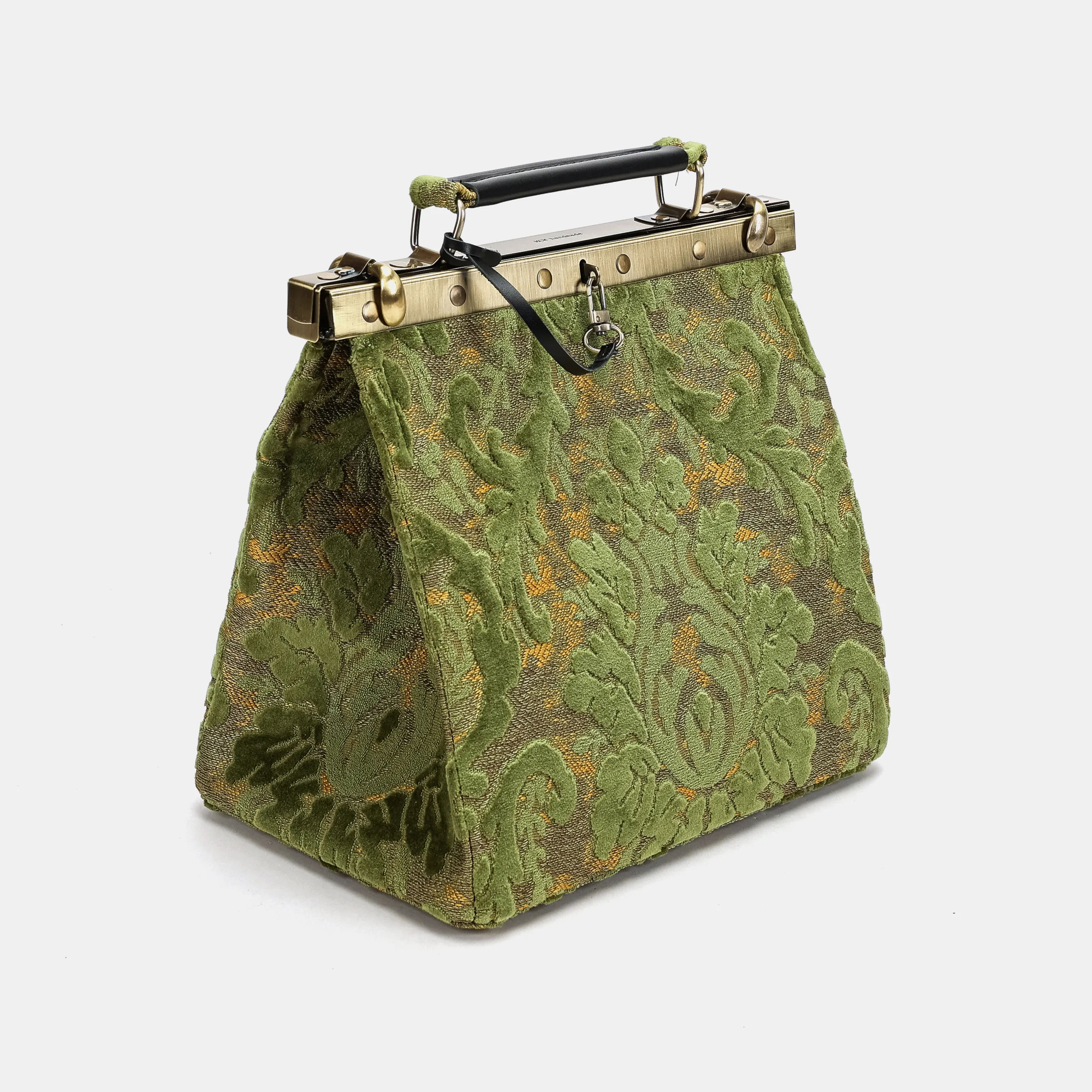 Burnout Velvet Fern Green Cecile Carpet Purse Gladstone Bag - Image 4