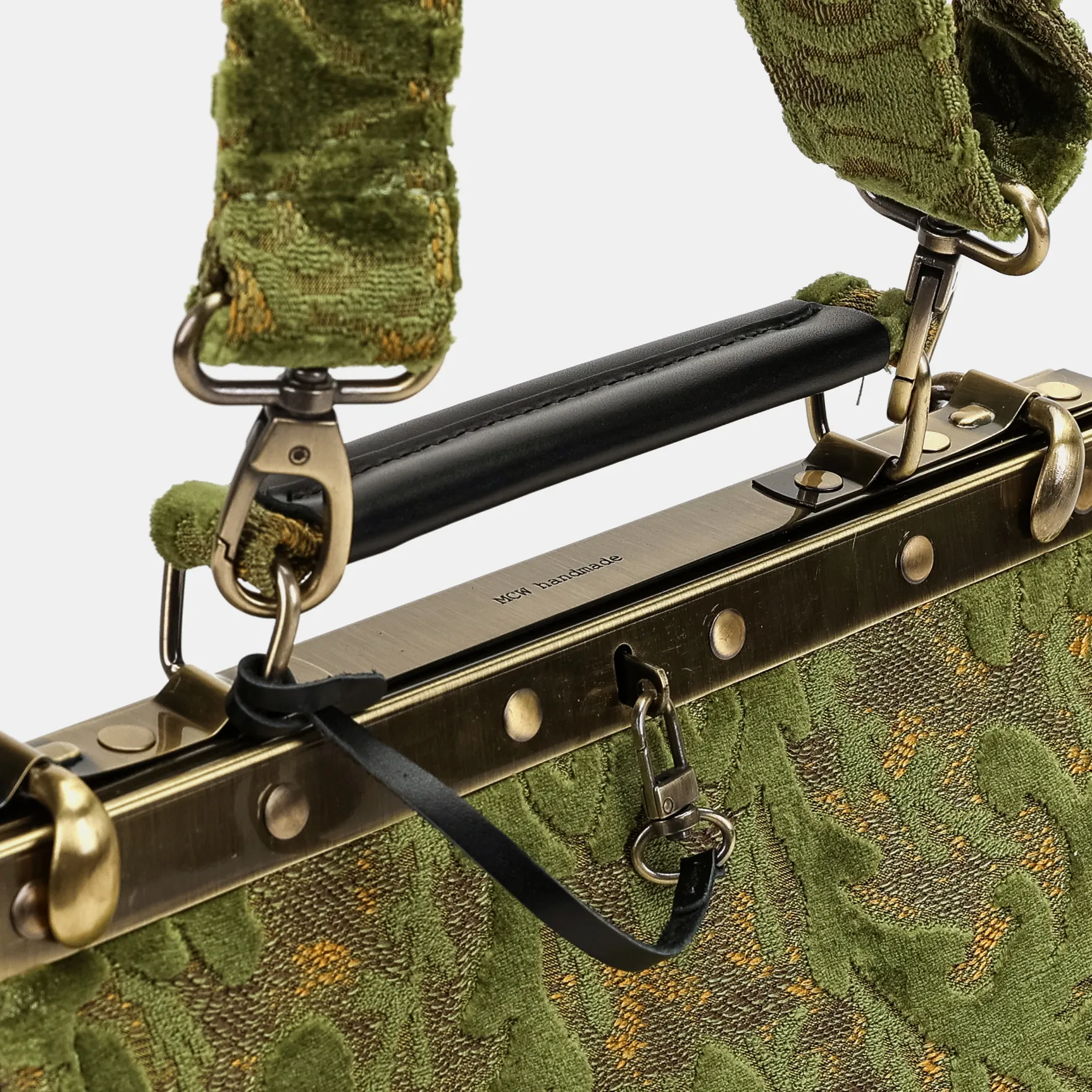 Burnout Velvet Fern Green Cecile Carpet Purse Gladstone Bag - Image 6