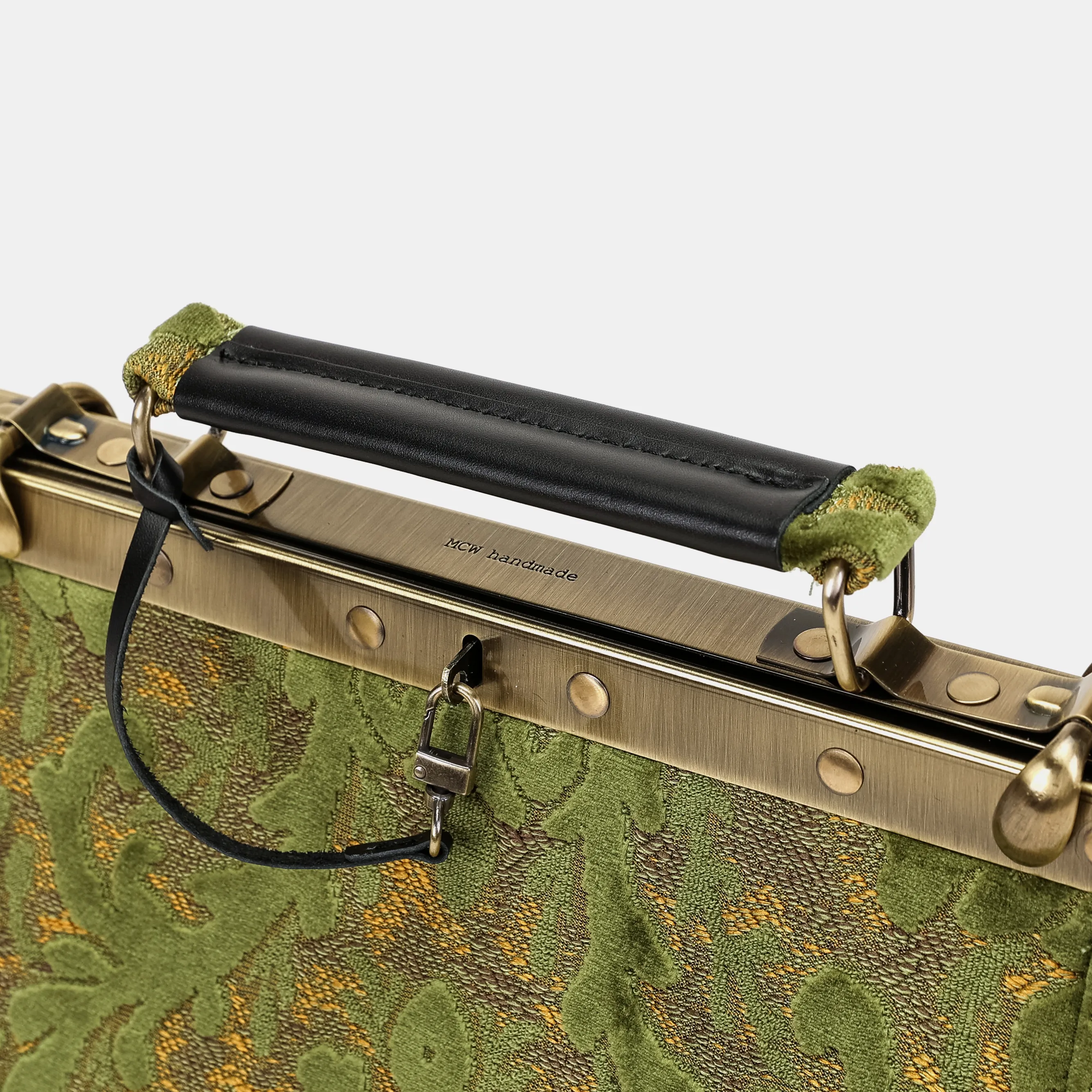 Burnout Velvet Fern Green Cecile Carpet Purse Gladstone Bag - Image 7