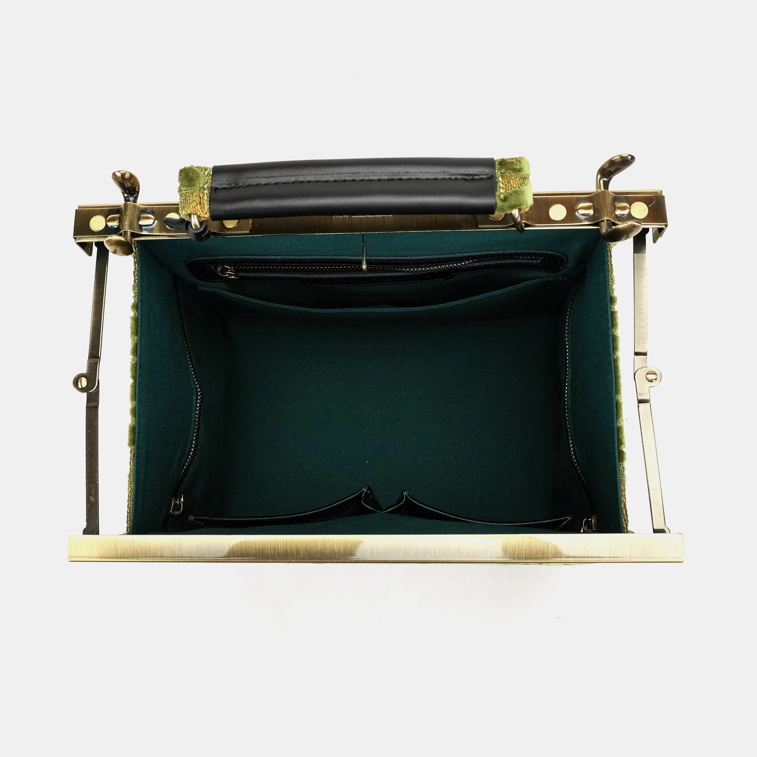 Burnout Velvet Fern Green Cecile Carpet Purse Gladstone Bag - Image 8