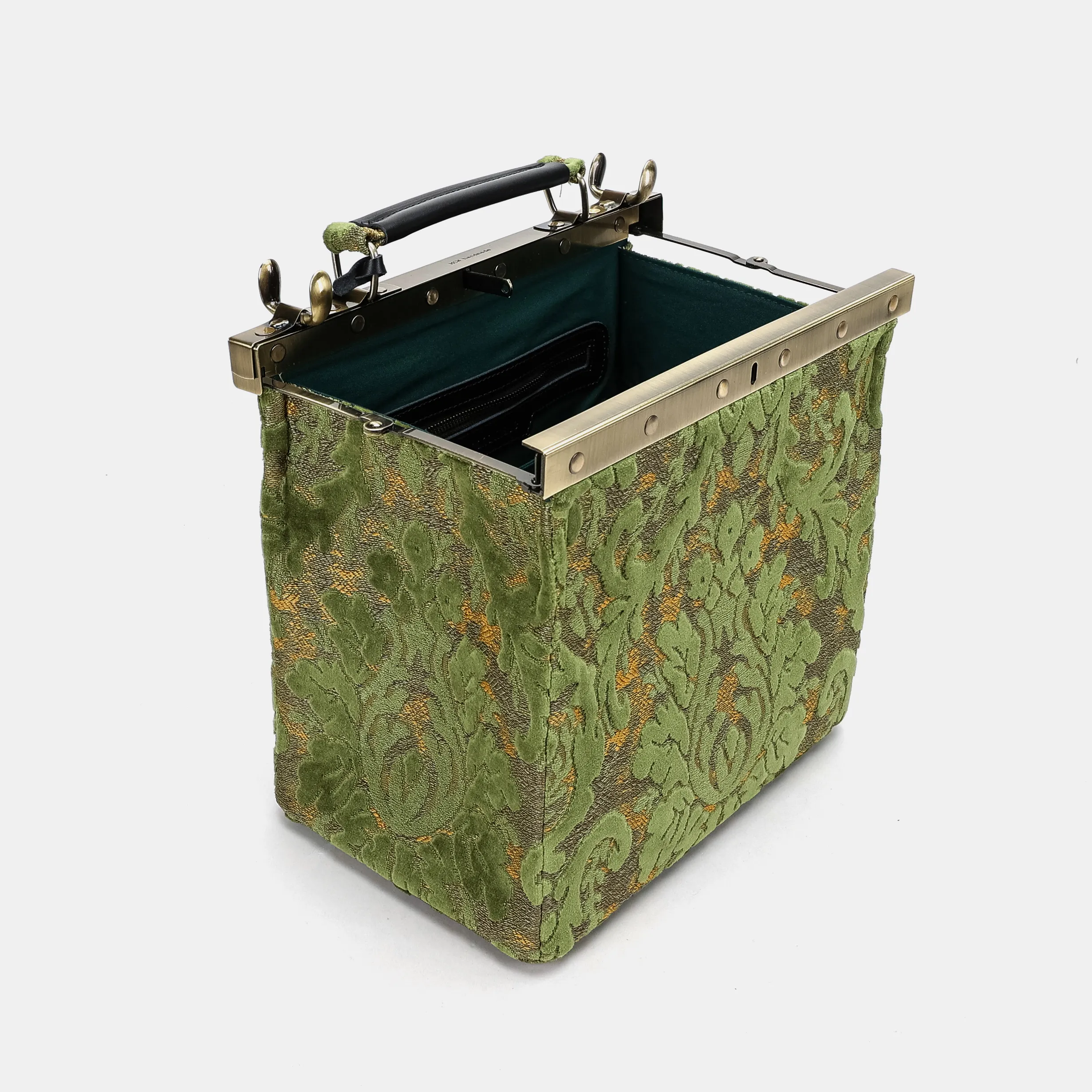 Burnout Velvet Fern Green Cecile Carpet Purse Gladstone Bag - Image 9