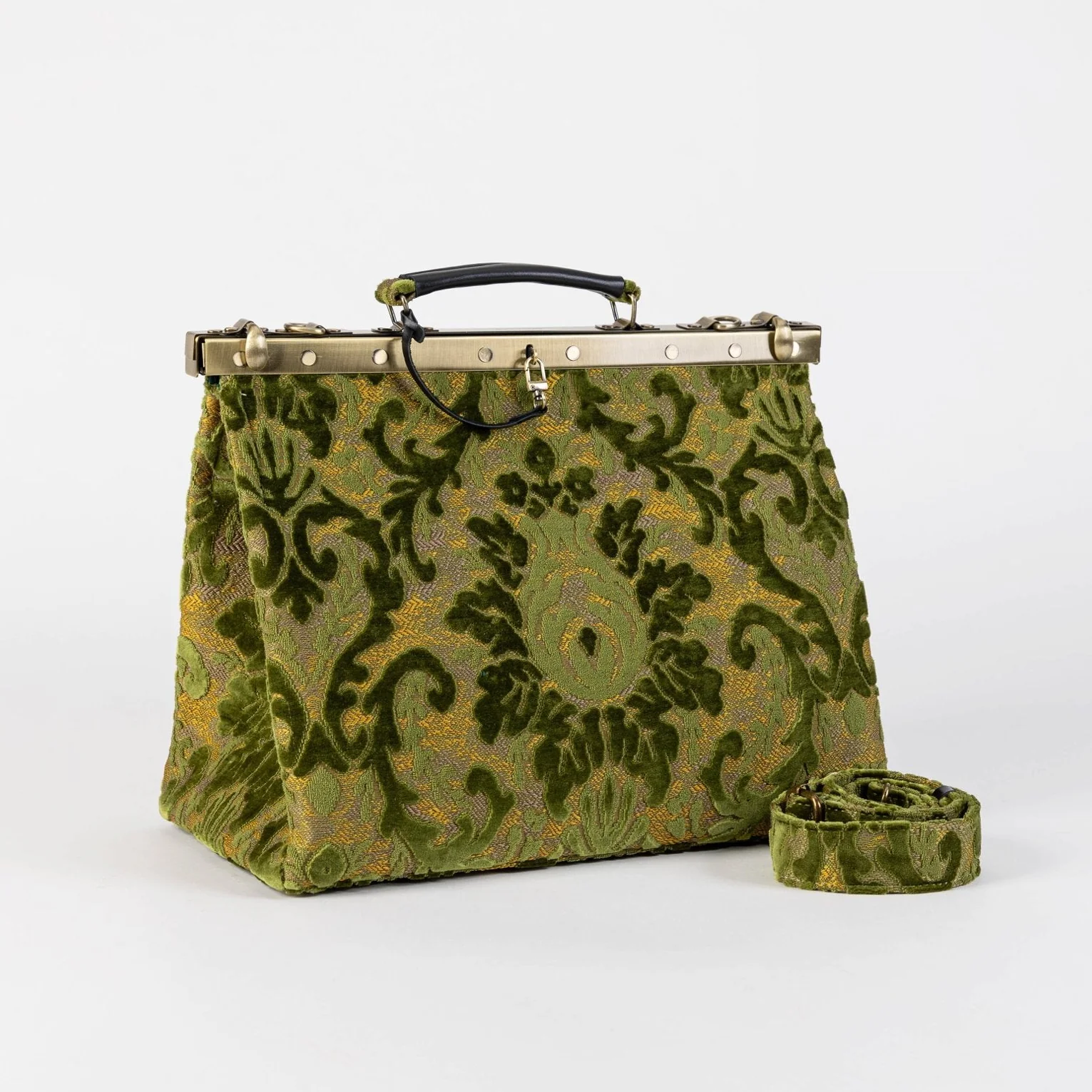 Burnout Velvet Fern Green Celine Carpet Gladstone Bag