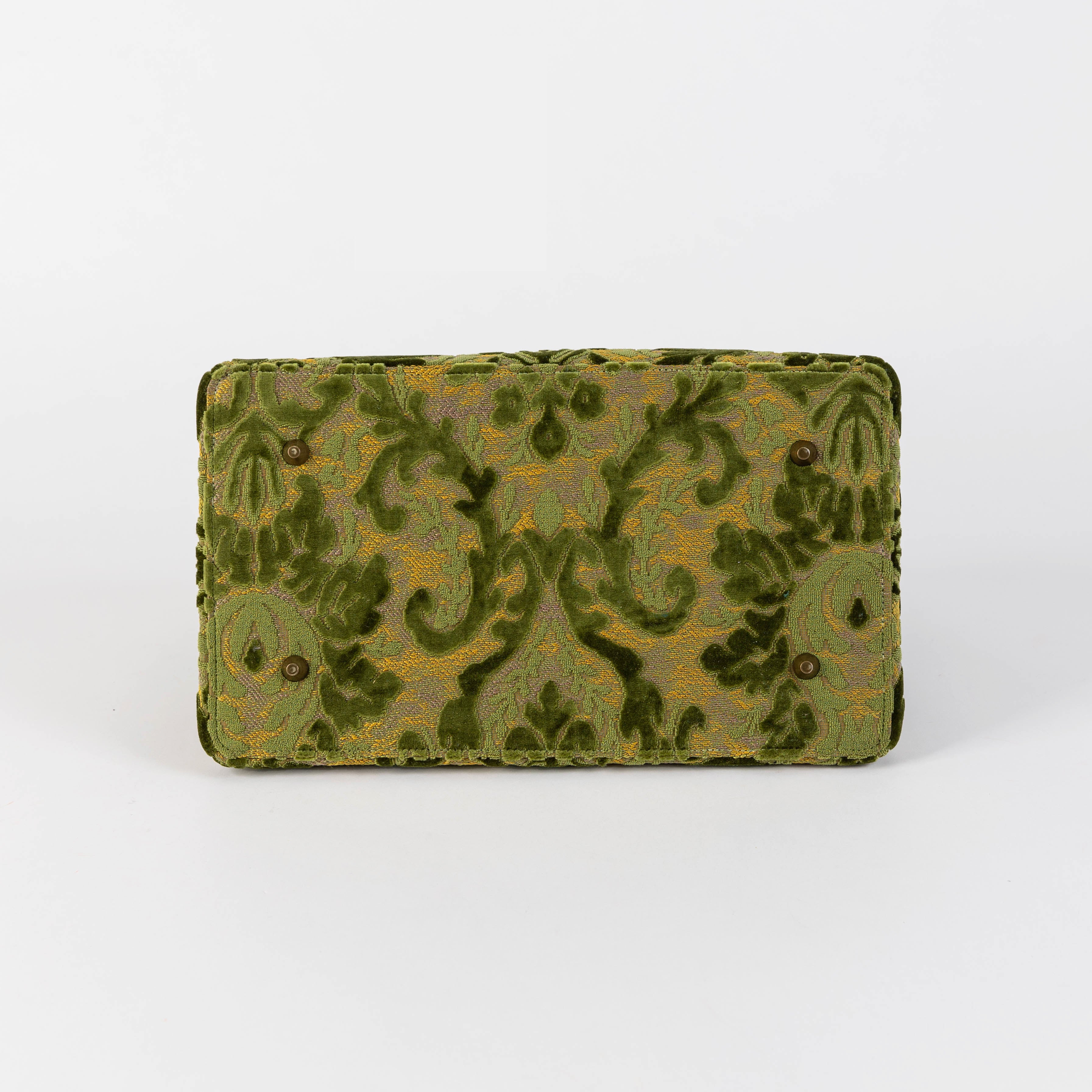Burnout Velvet Fern Green Celine Carpet Gladstone Bag - Image 11
