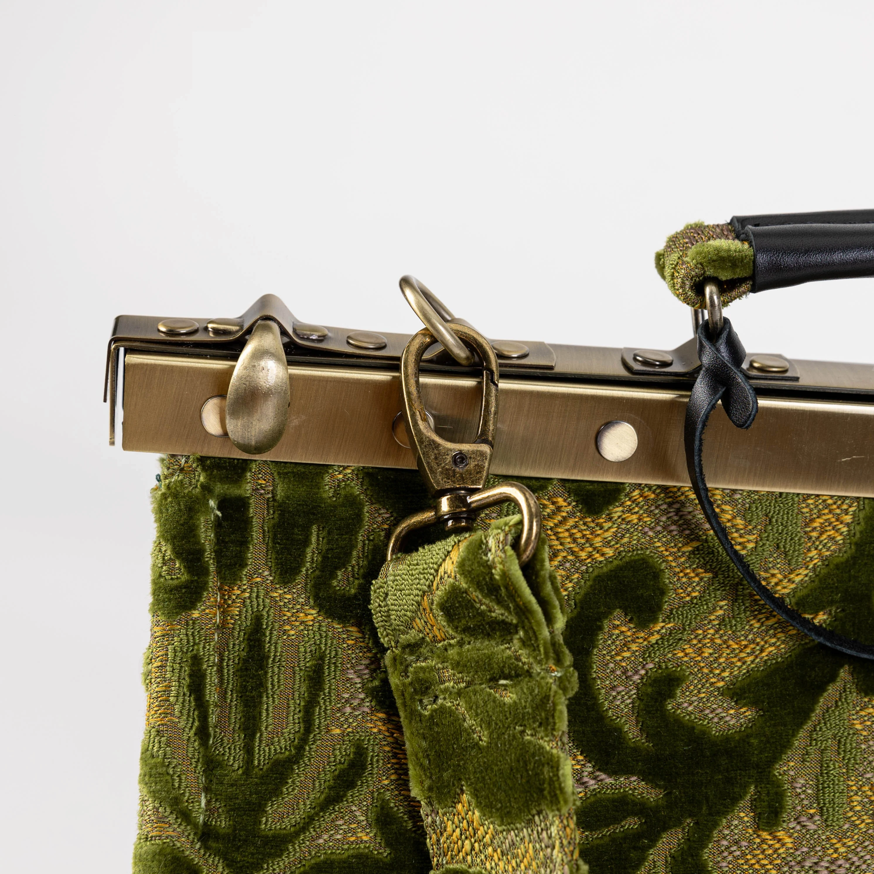 Burnout Velvet Fern Green Celine Carpet Gladstone Bag - Image 8