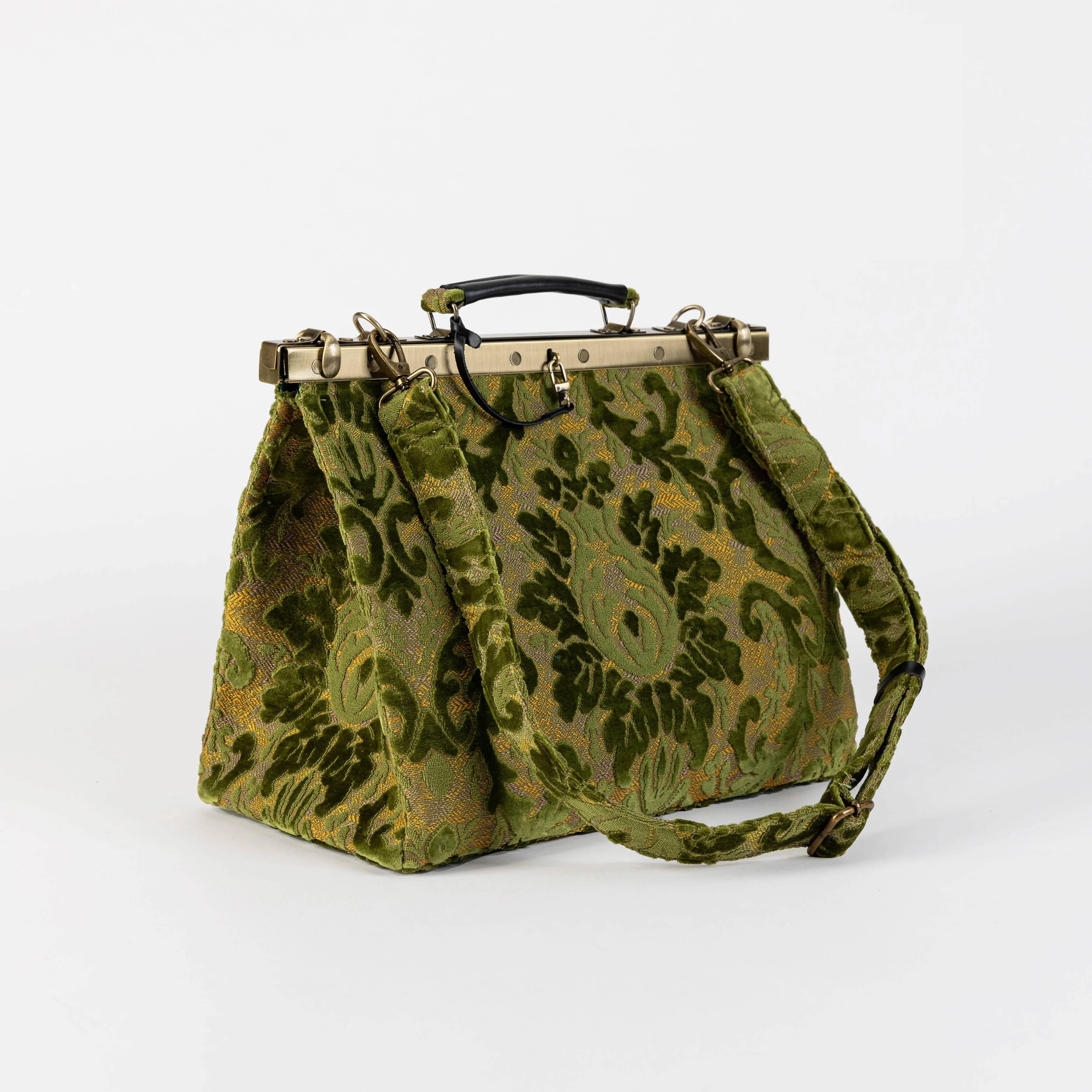Burnout Velvet Fern Green Celine Carpet Gladstone Bag - Image 9
