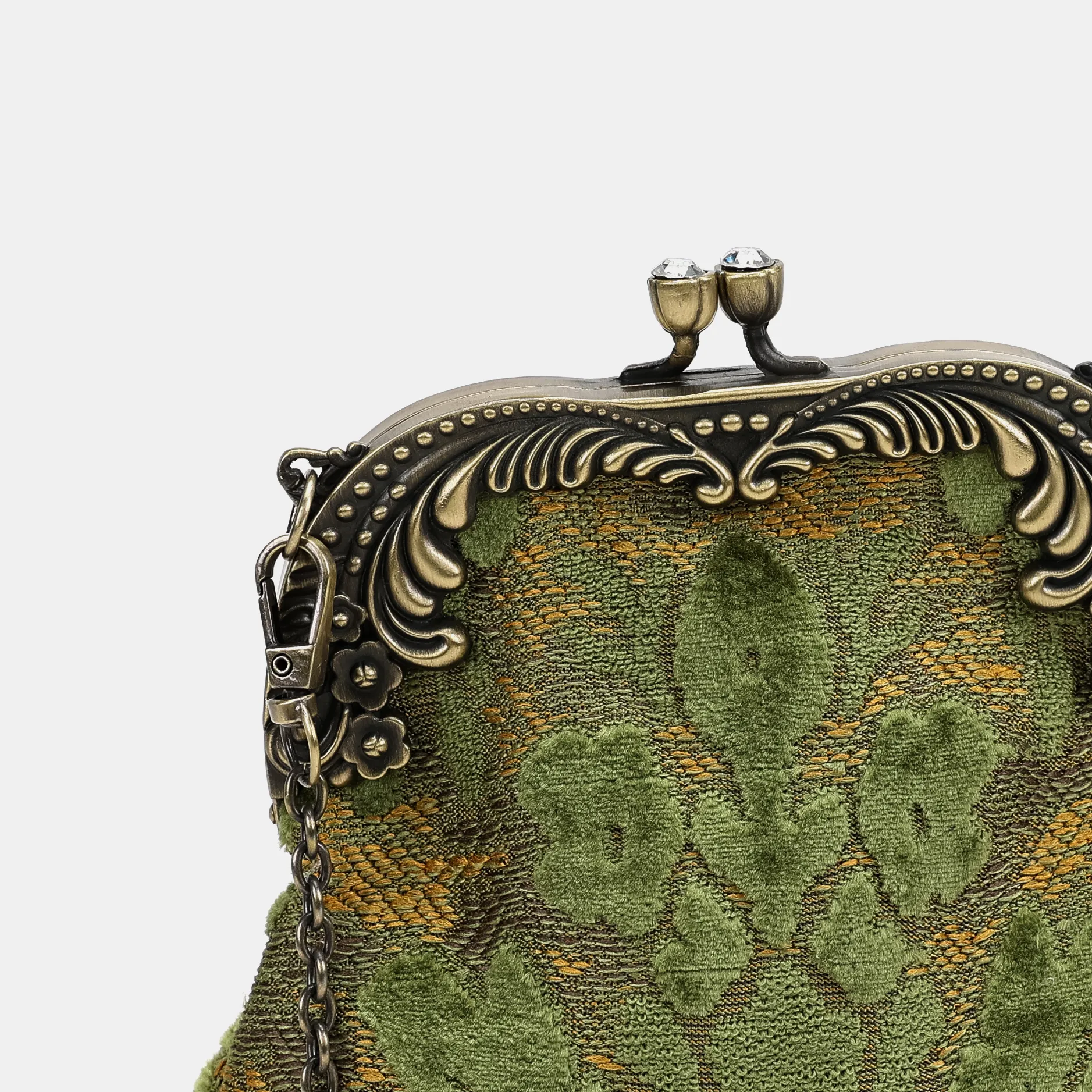 Burnout Velvet Fern Green Chatelaine Purse Medium - Image 3