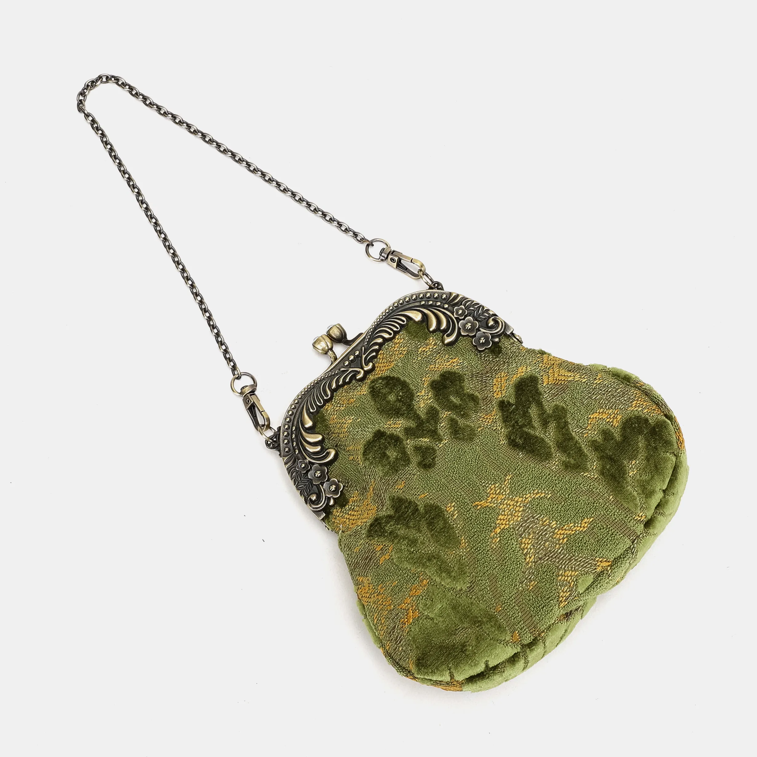 Burnout Velvet Fern Green Chatelaine Purse Medium - Image 5