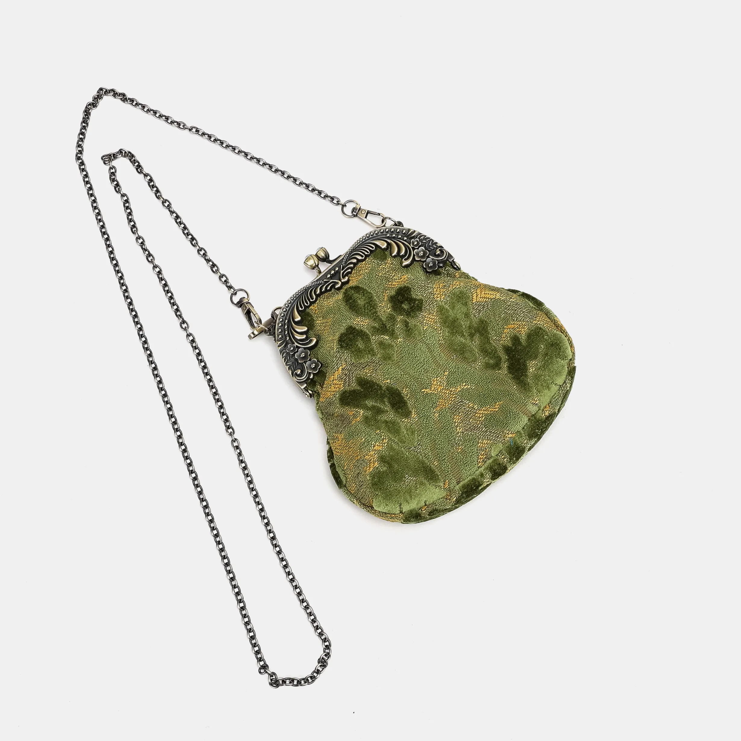 Burnout Velvet Fern Green Chatelaine Purse Medium - Image 6