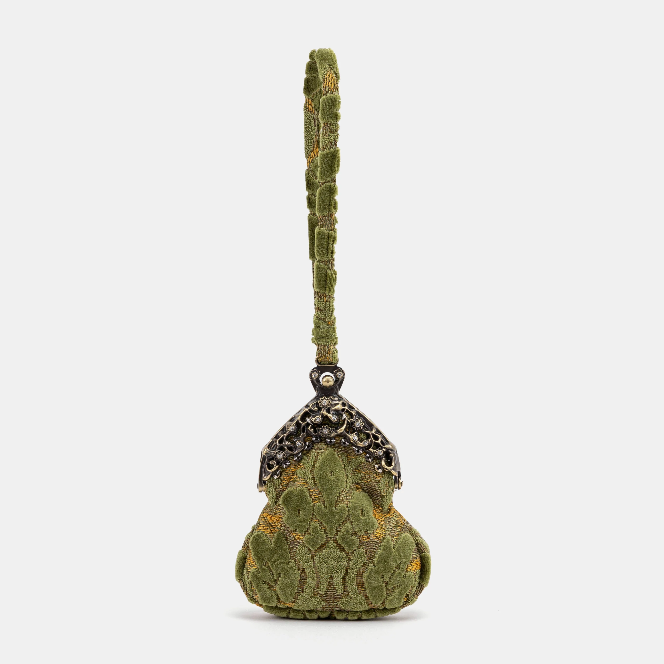 Burnout Velvet Fern Green Chatelaine Purse Wristlet Bag
