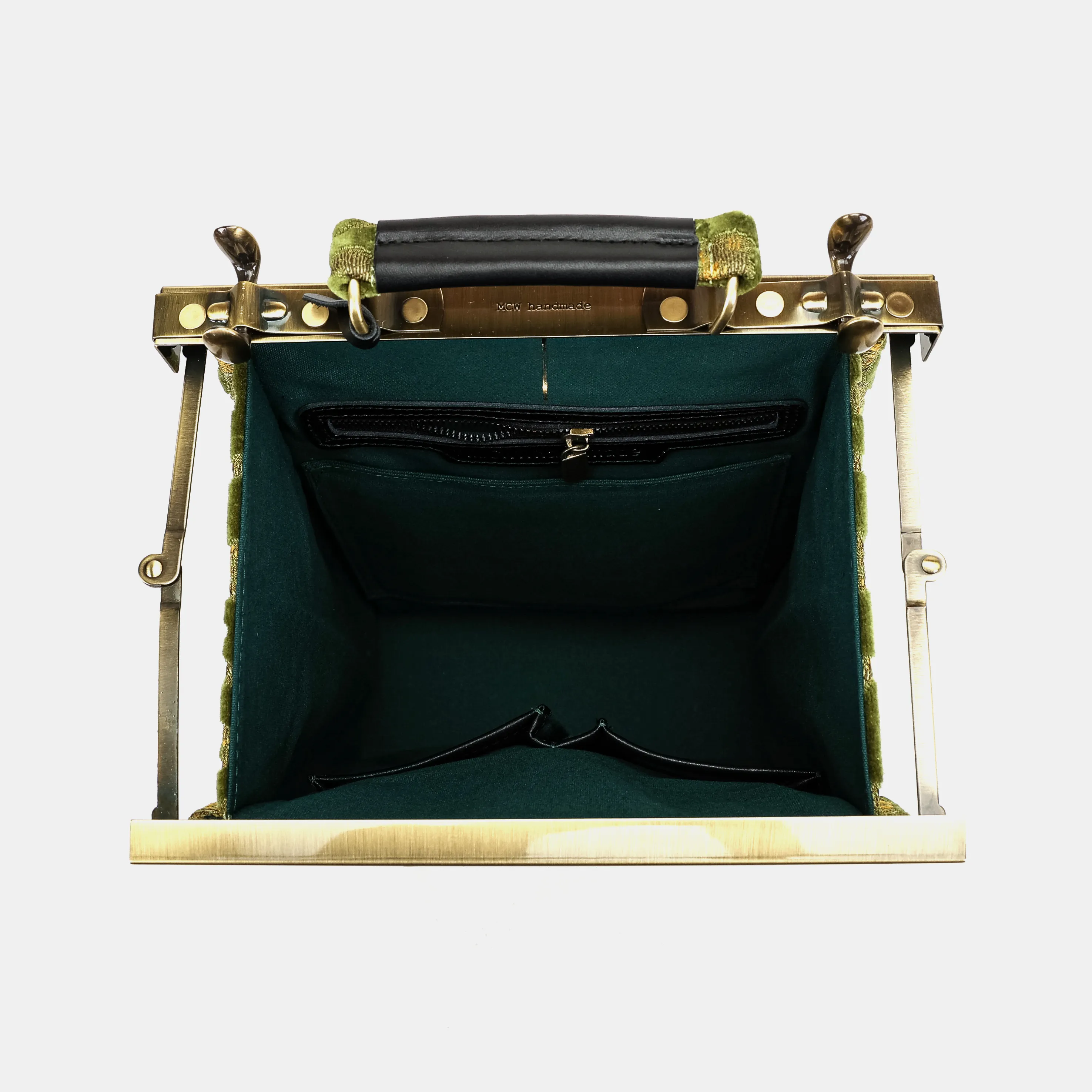 Burnout Velvet Fern Green Helena Carpet Backpack Gladstone Bag - Image 8