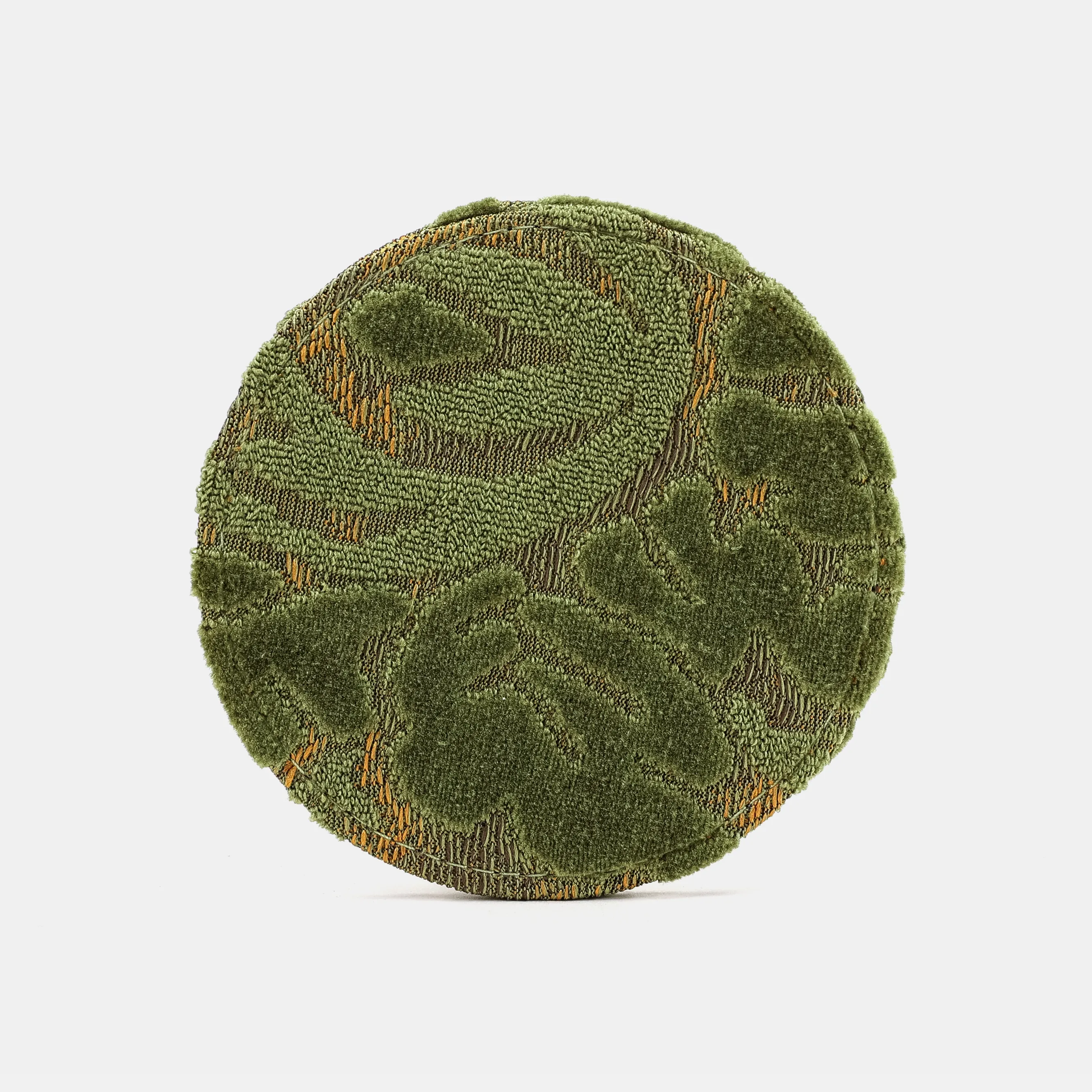 Burnout Velvet Fern Green Round Coaster Set with Holder - Image 3