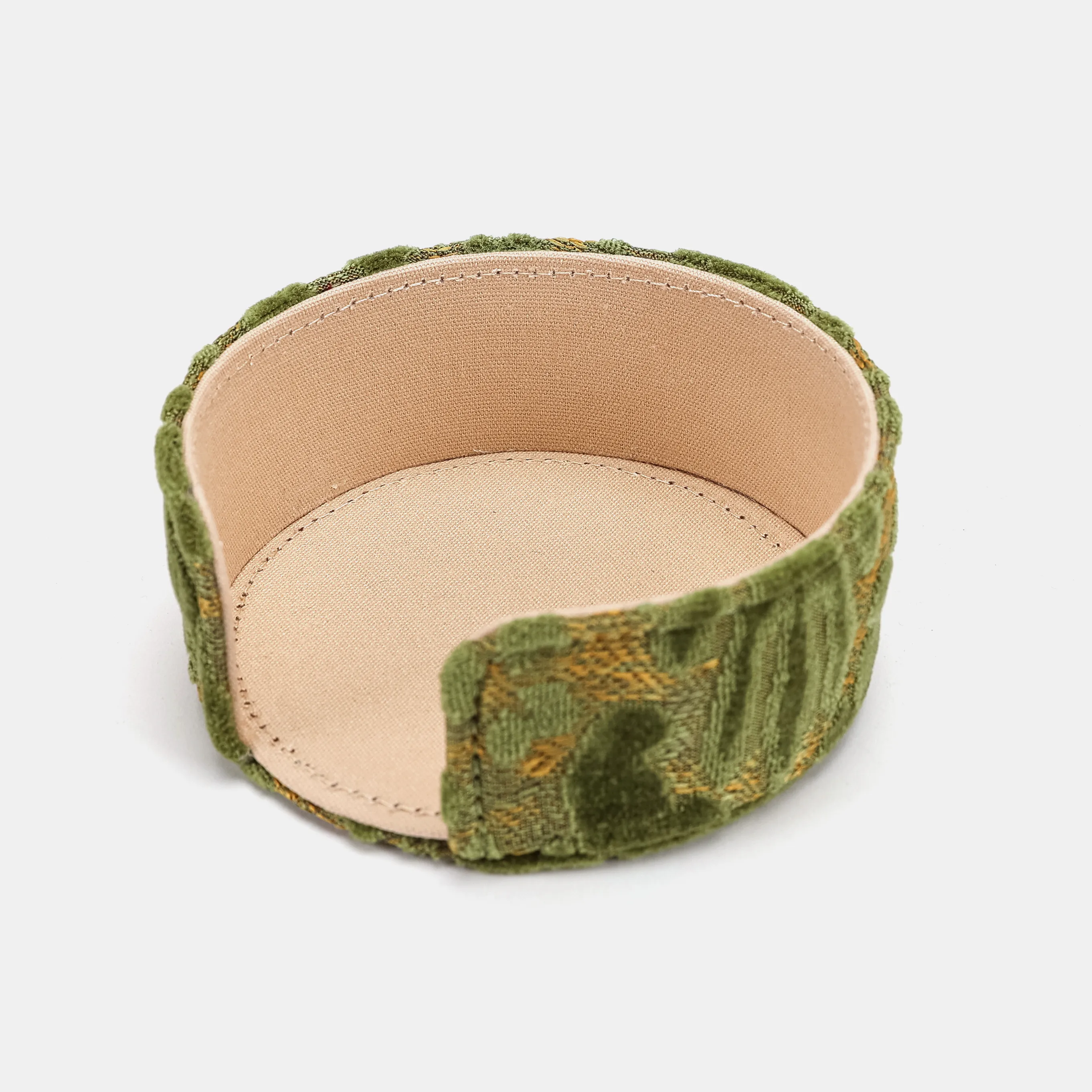 Burnout Velvet Fern Green Round Coaster Set with Holder - Image 5