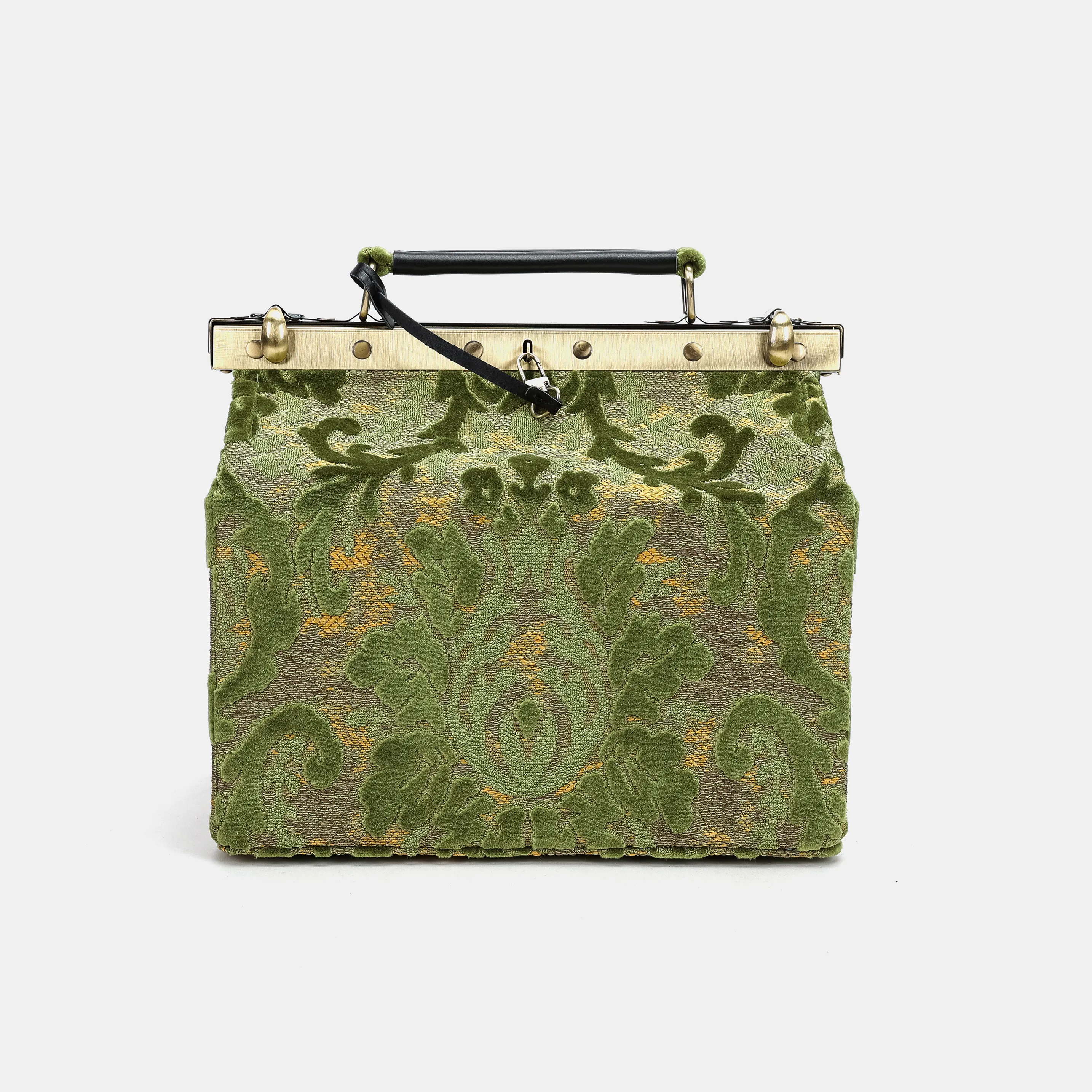 Burnout Velvet Fern Green Vivienne Carpet Purse Gladstone Bag