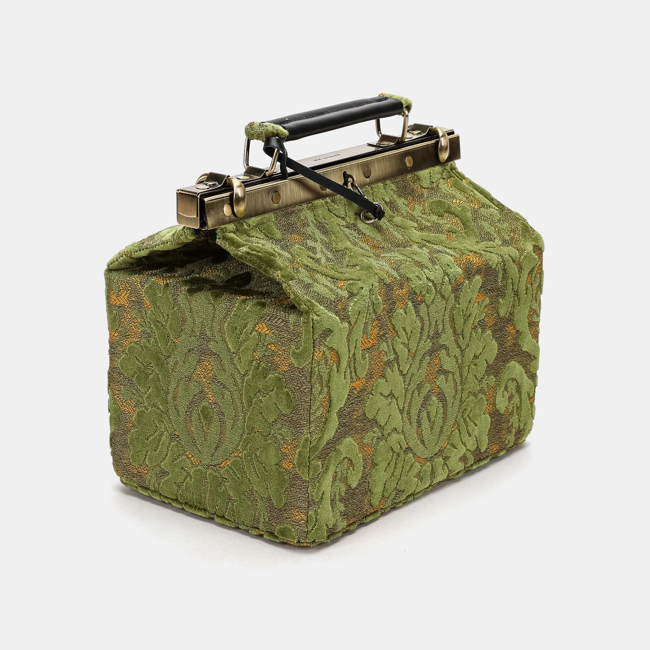 Burnout Velvet Fern Green Vivienne Carpet Purse Gladstone Bag - Image 4