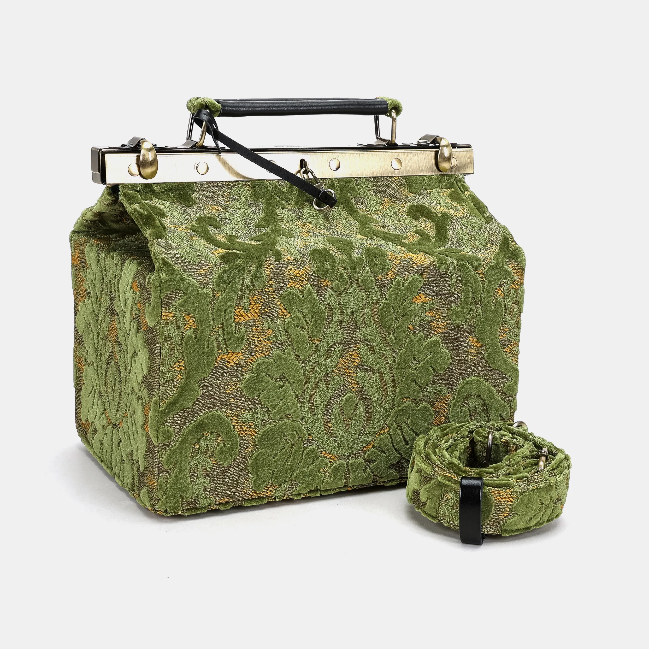 Burnout Velvet Fern Green Vivienne Carpet Purse Gladstone Bag - Image 5