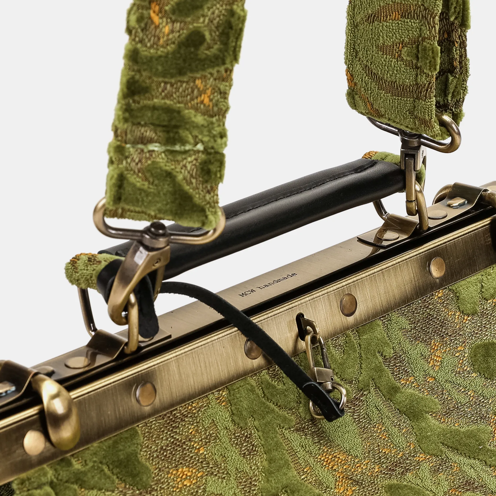 Burnout Velvet Fern Green Vivienne Carpet Purse Gladstone Bag - Image 6