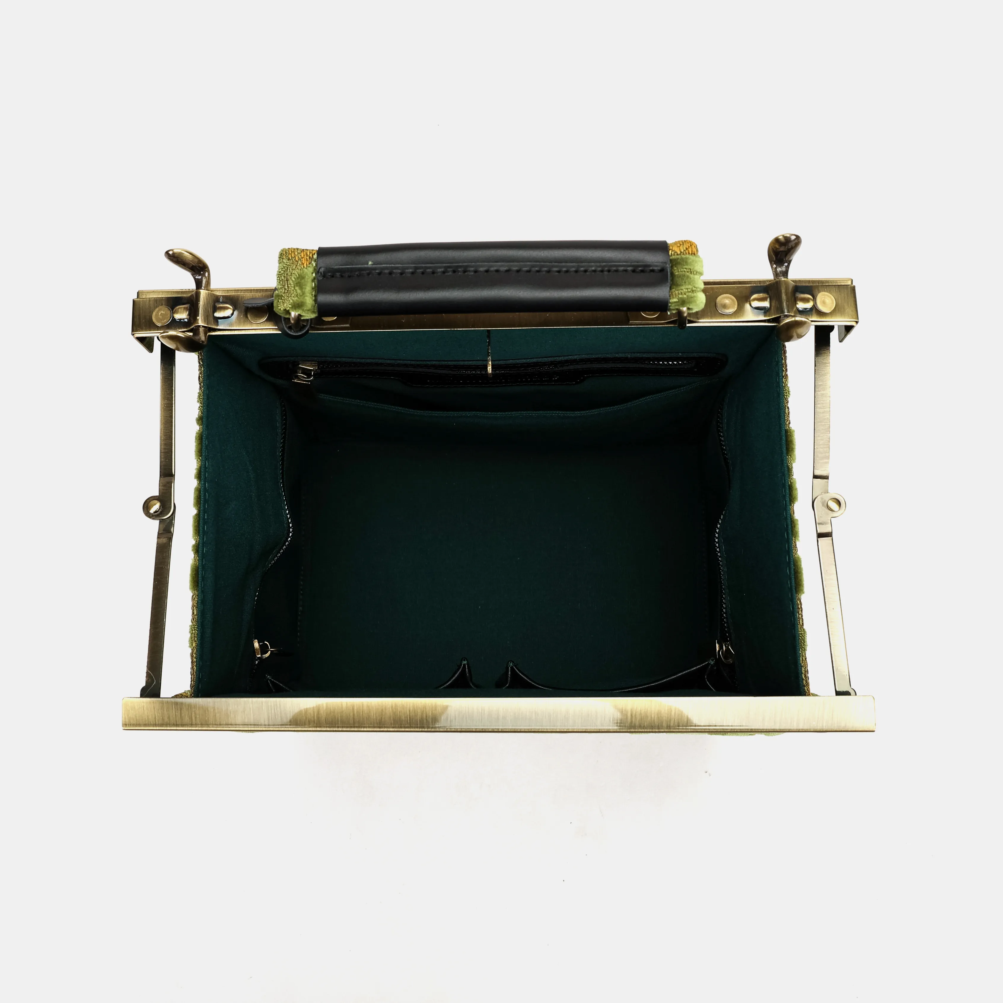 Burnout Velvet Fern Green Vivienne Carpet Purse Gladstone Bag - Image 8