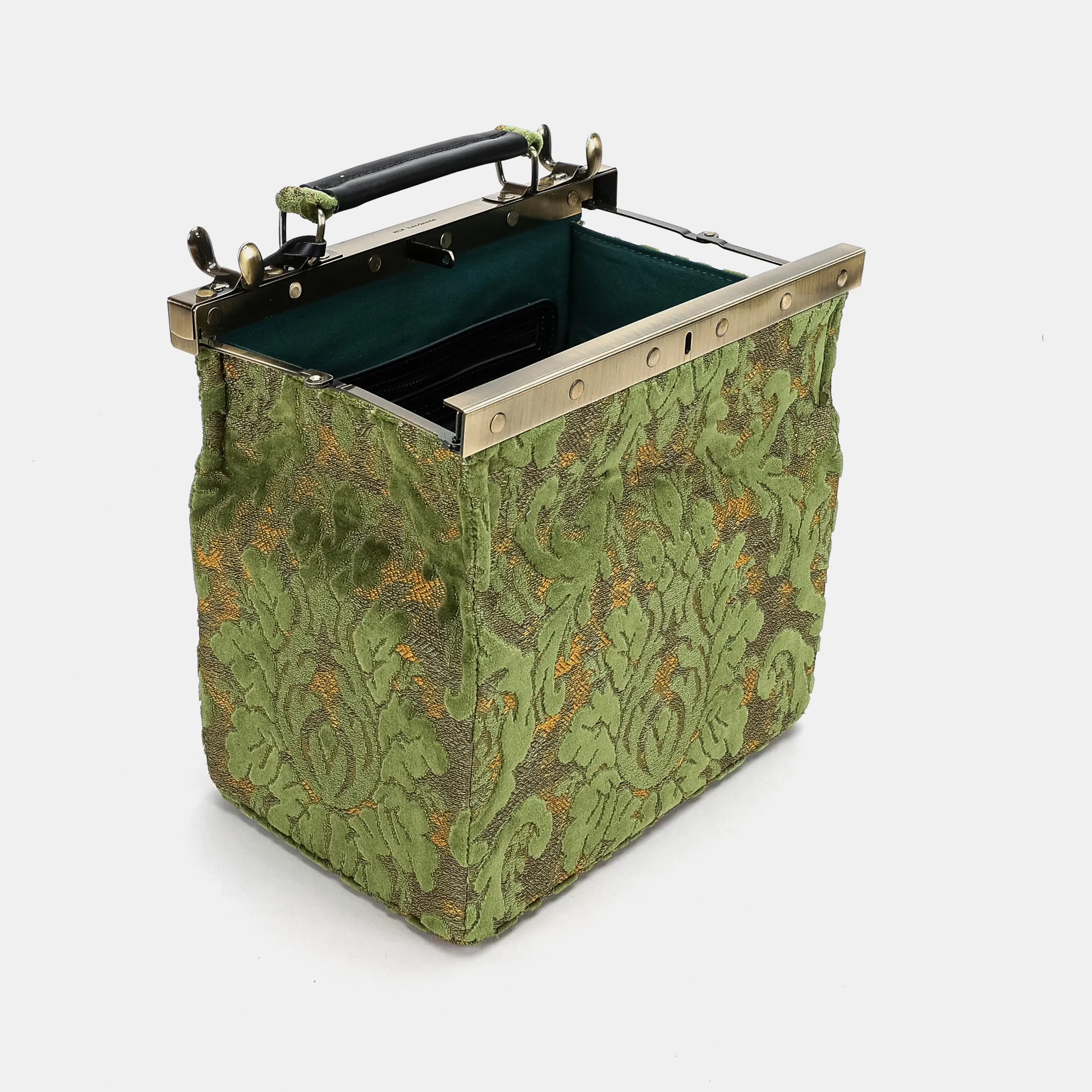 Burnout Velvet Fern Green Vivienne Carpet Purse Gladstone Bag - Image 9