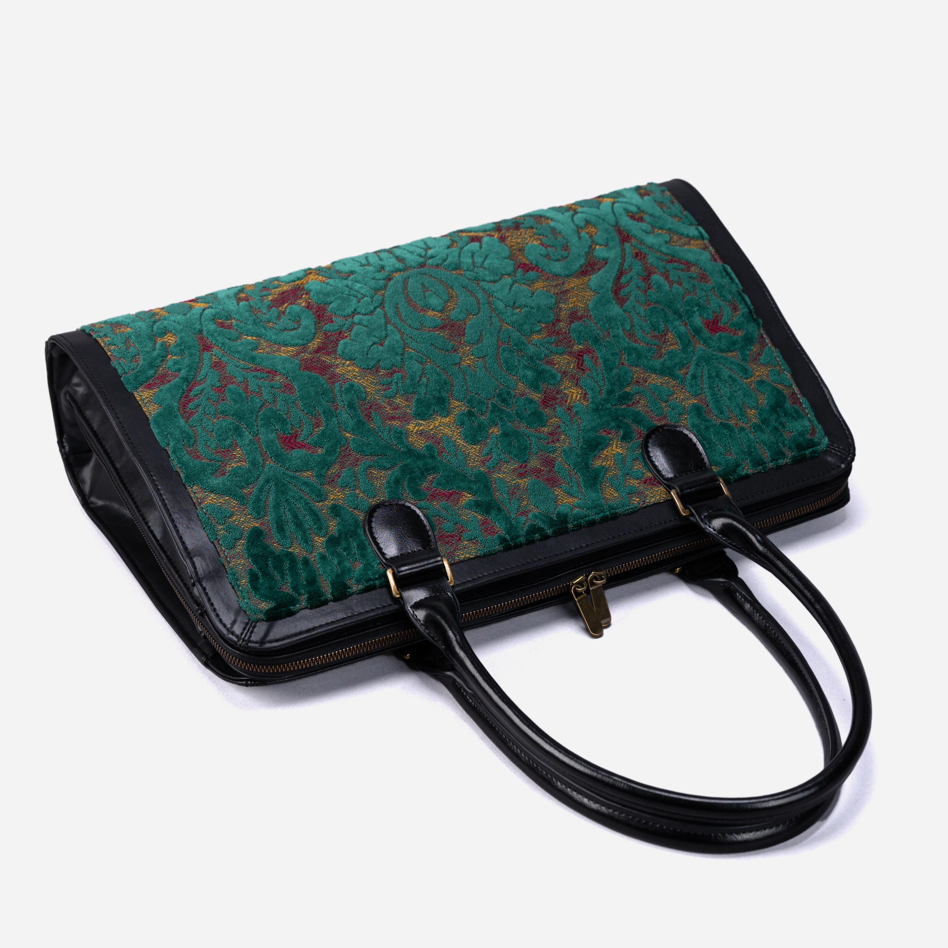 Burnout Velvet Jade Green Business Tote - Image 5