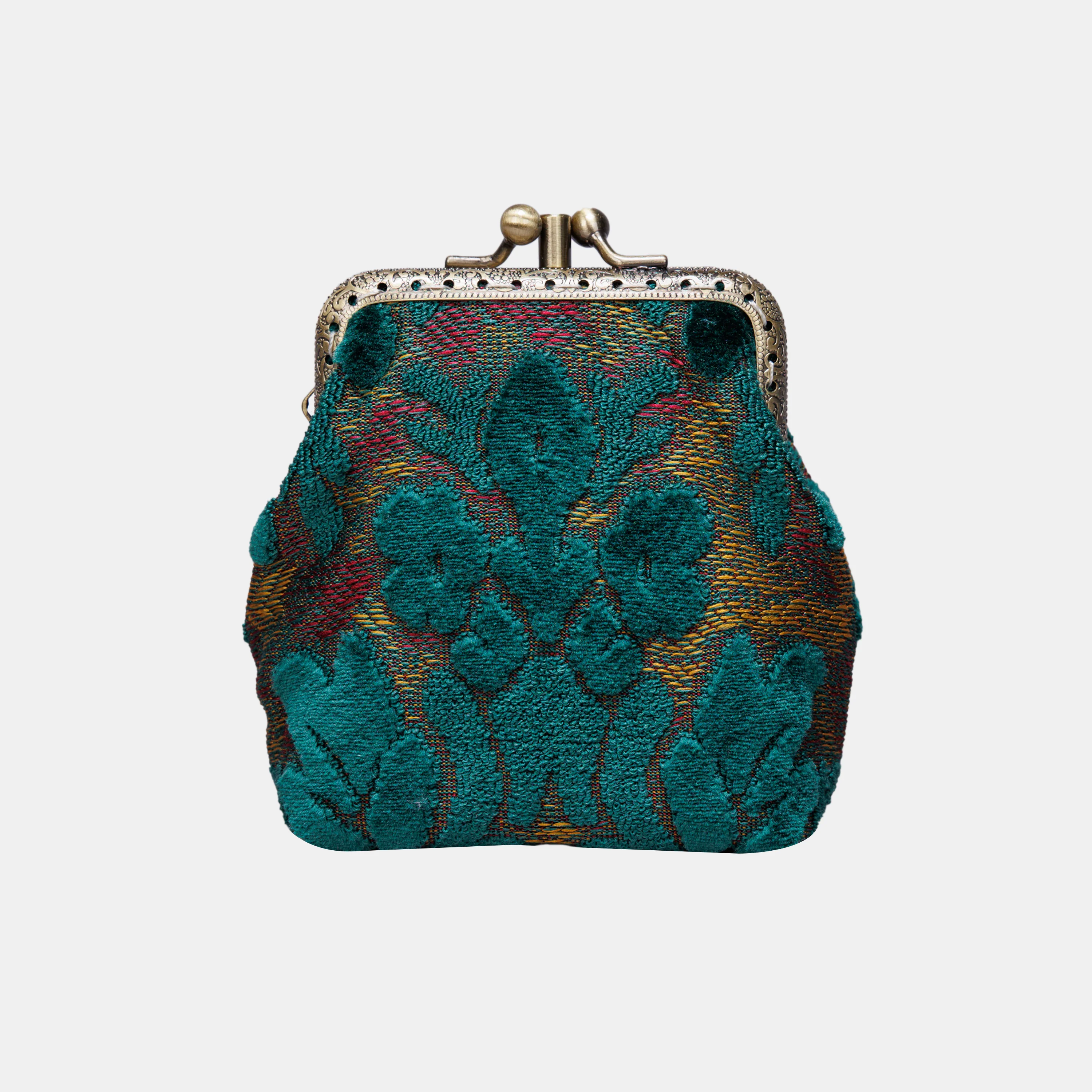 Burnout Velvet Jade Green Double Kiss Clasp Coin Purse - Image 3