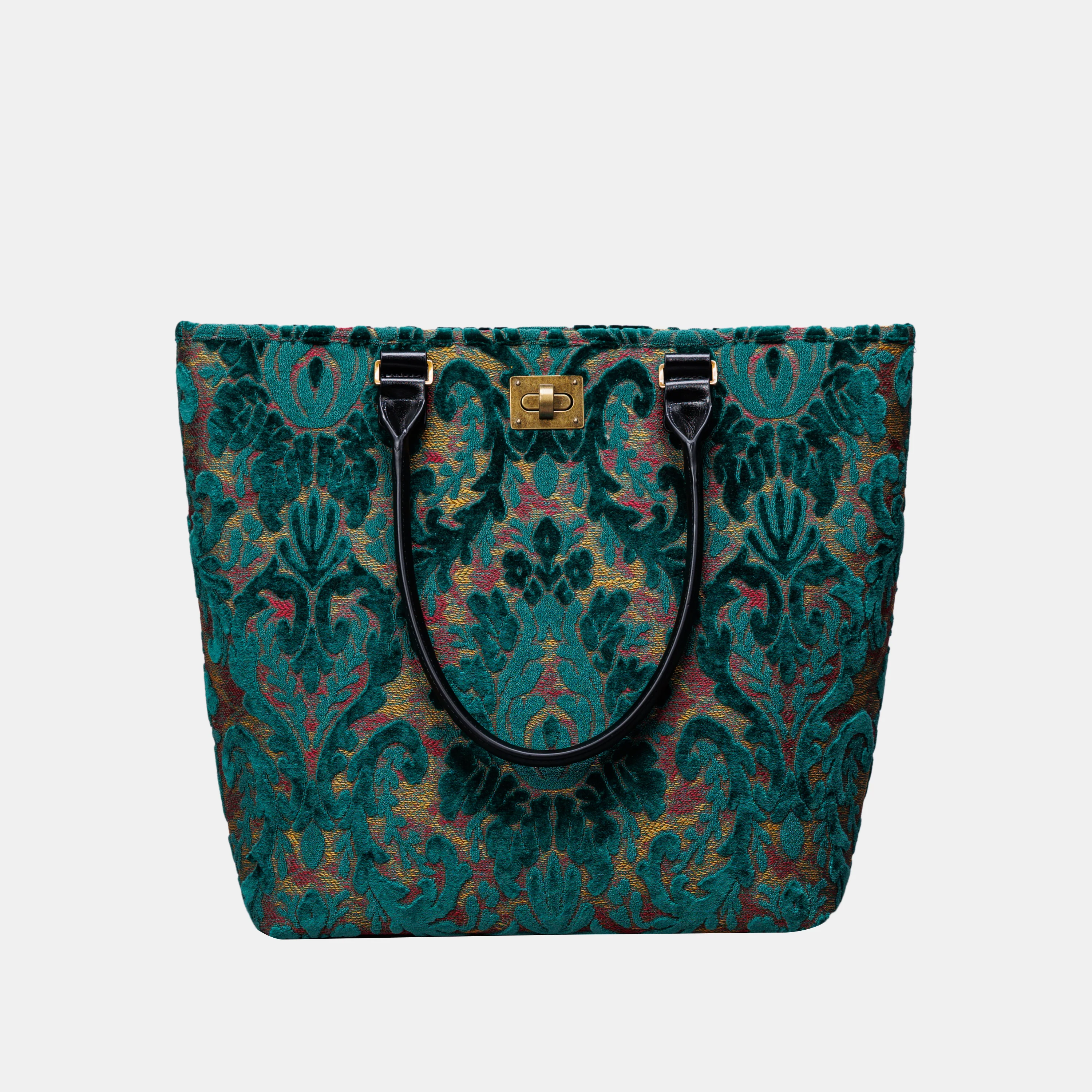 Burnout Velvet Jade Green Carpet Tote Shopper - Image 3