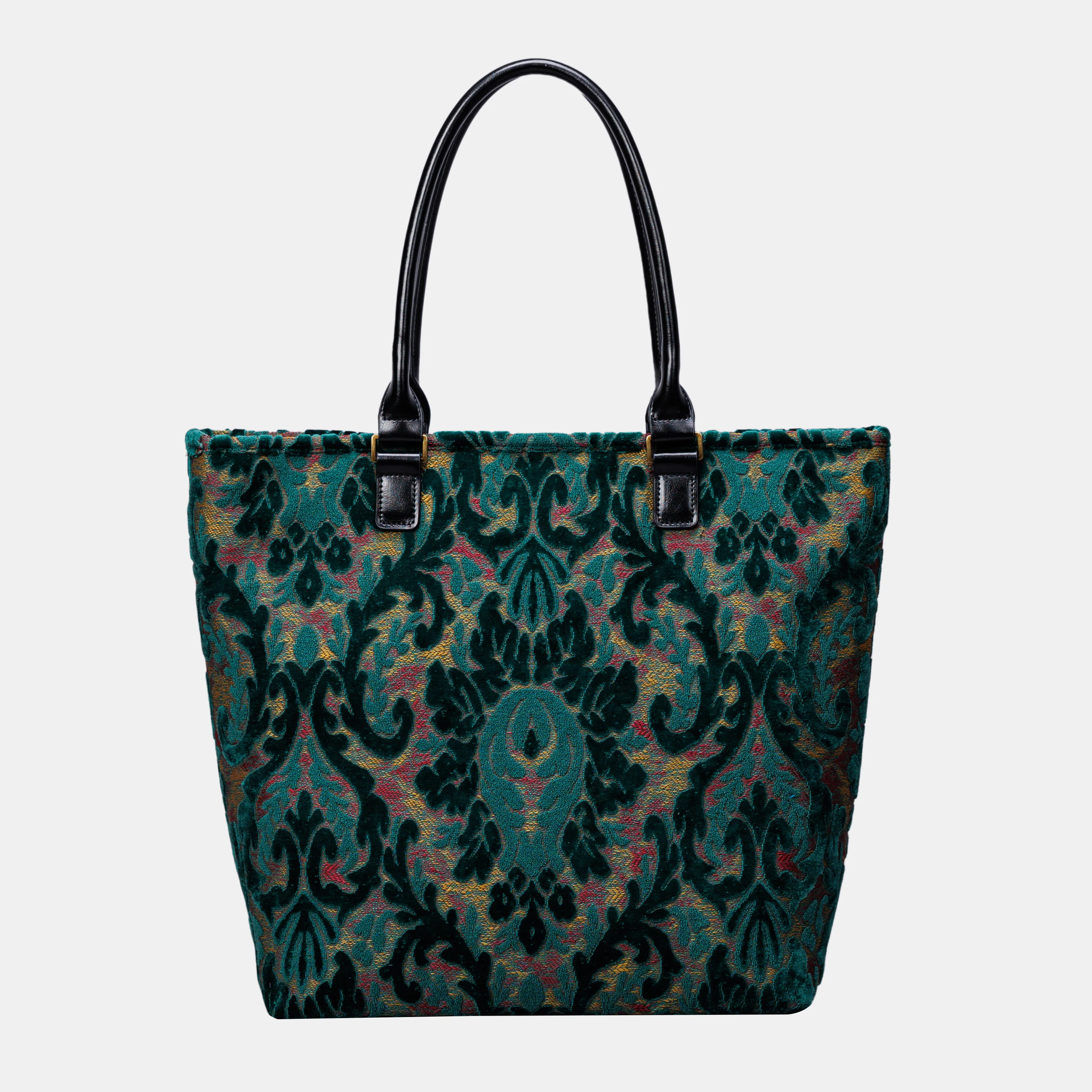 Burnout Velvet Jade Green Carpet Tote Shopper - Image 4