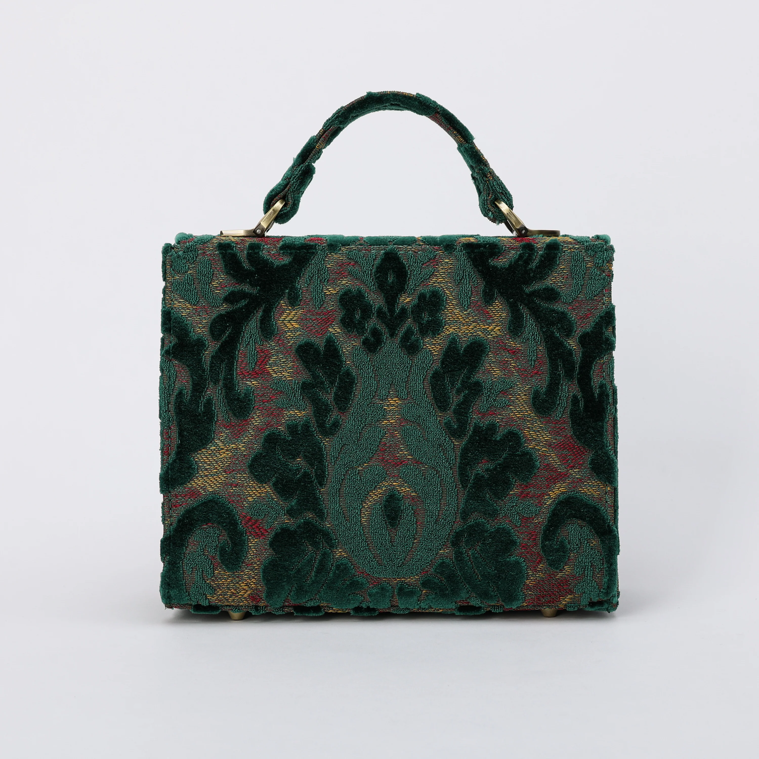 Burnout Velvet Jade Green Flap Satchel - Image 3