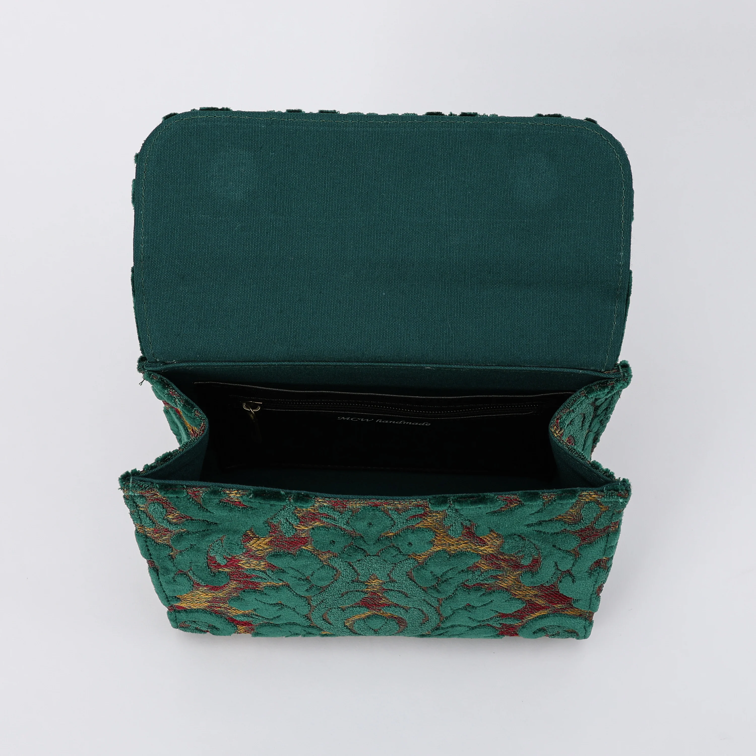 Burnout Velvet Jade Green Flap Satchel - Image 4