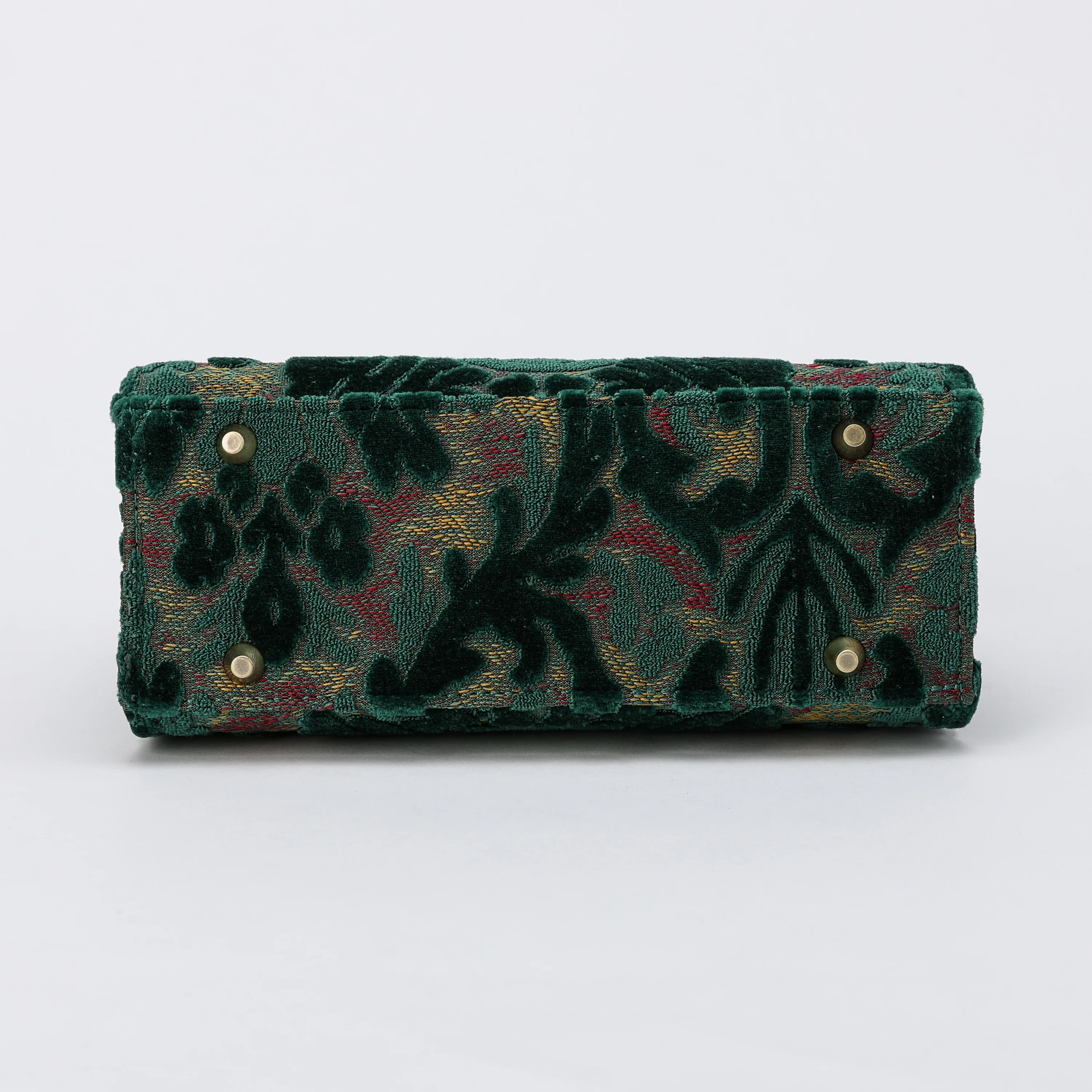 Burnout Velvet Jade Green Flap Satchel - Image 5