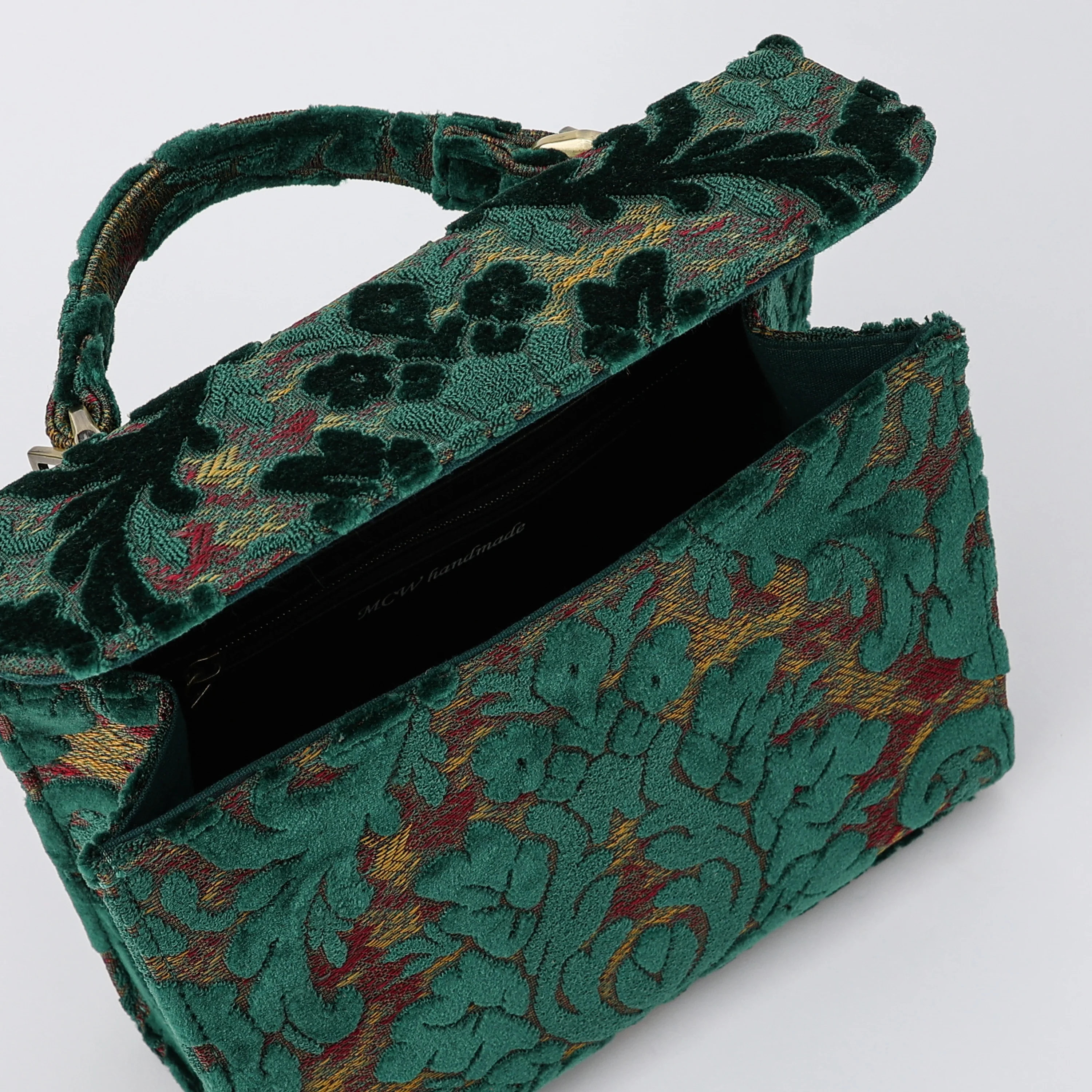 Burnout Velvet Jade Green Flap Satchel - Image 6