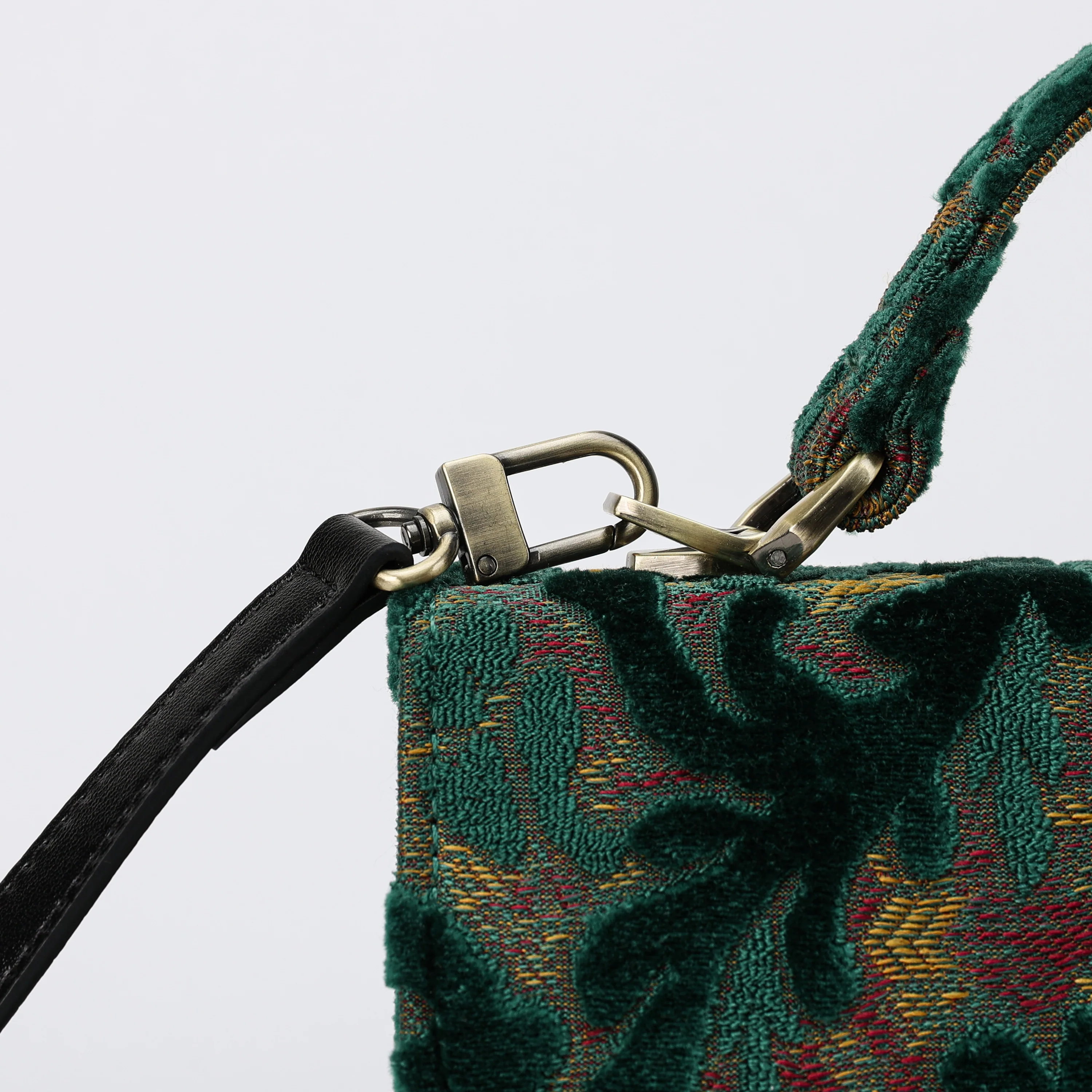 Burnout Velvet Jade Green Flap Satchel - Image 7