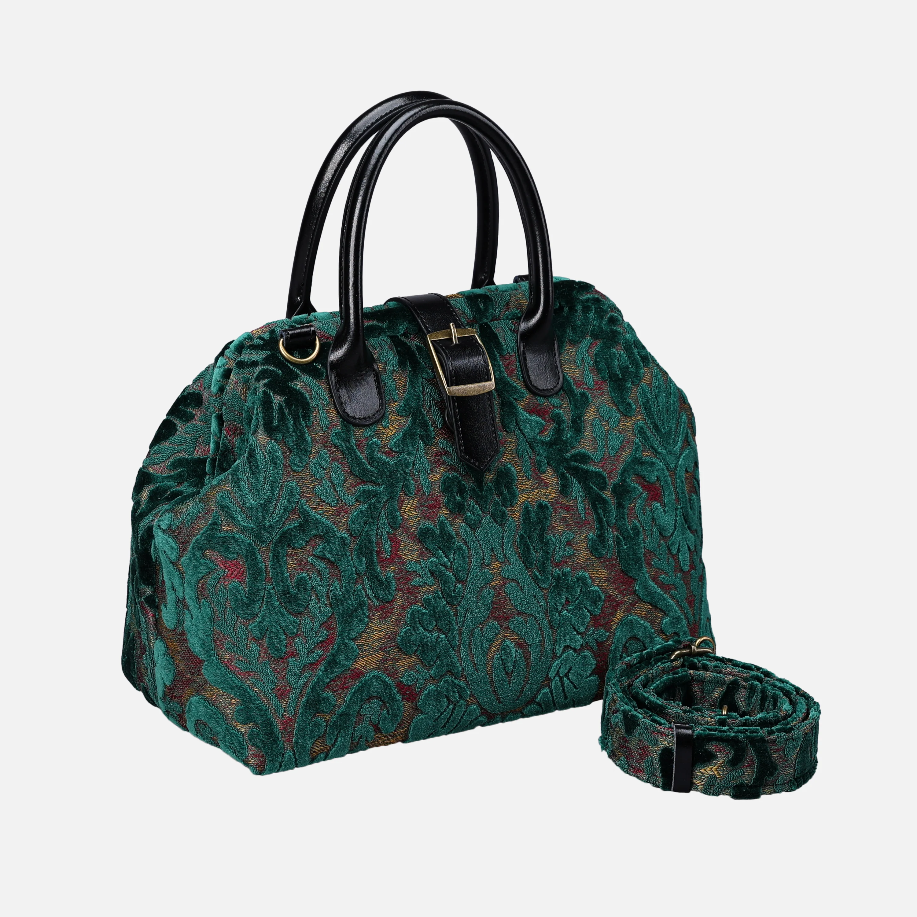Burnout Velvet Jade Green Carpet Handbag Purse - Image 2