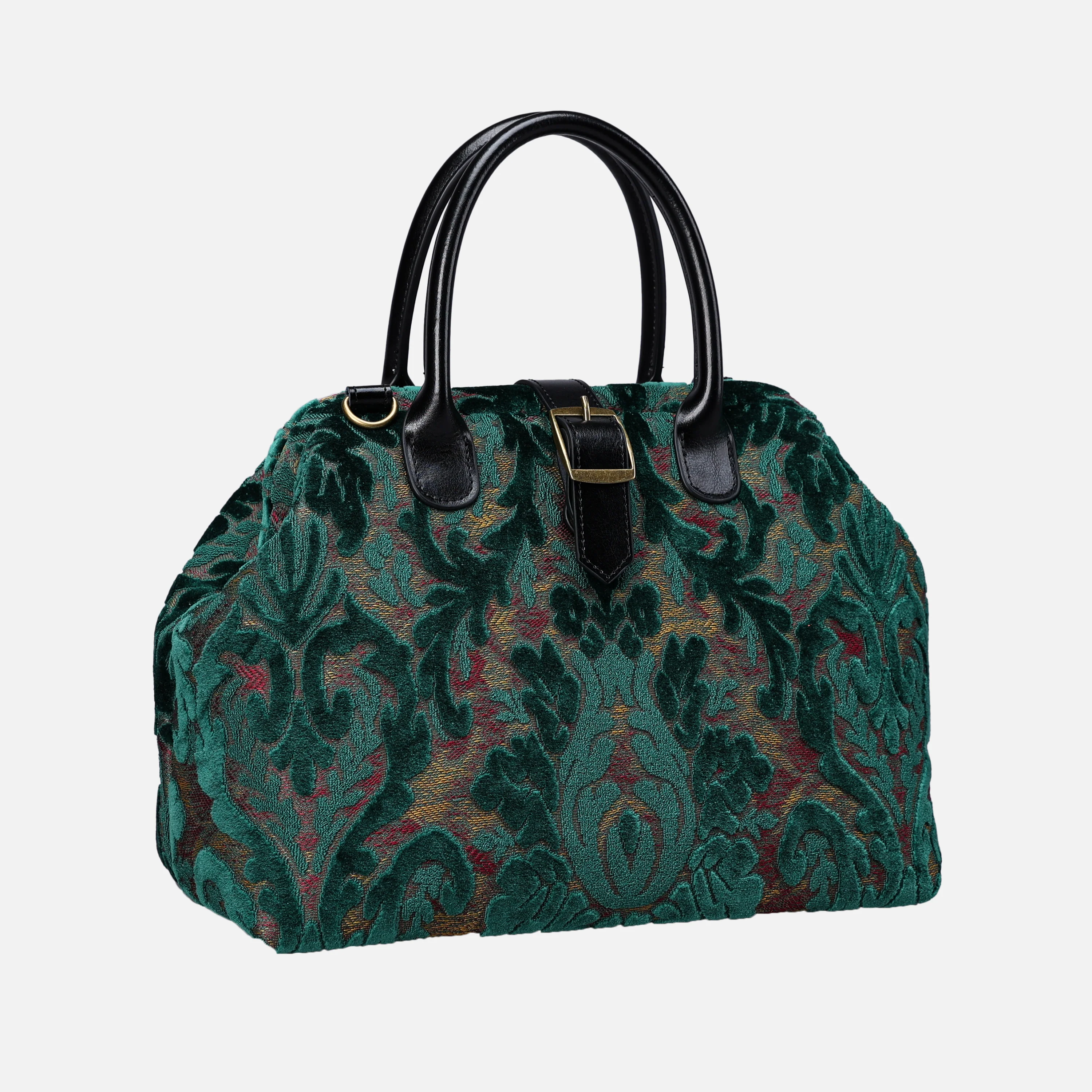 Burnout Velvet Jade Green Carpet Handbag Purse - Image 3