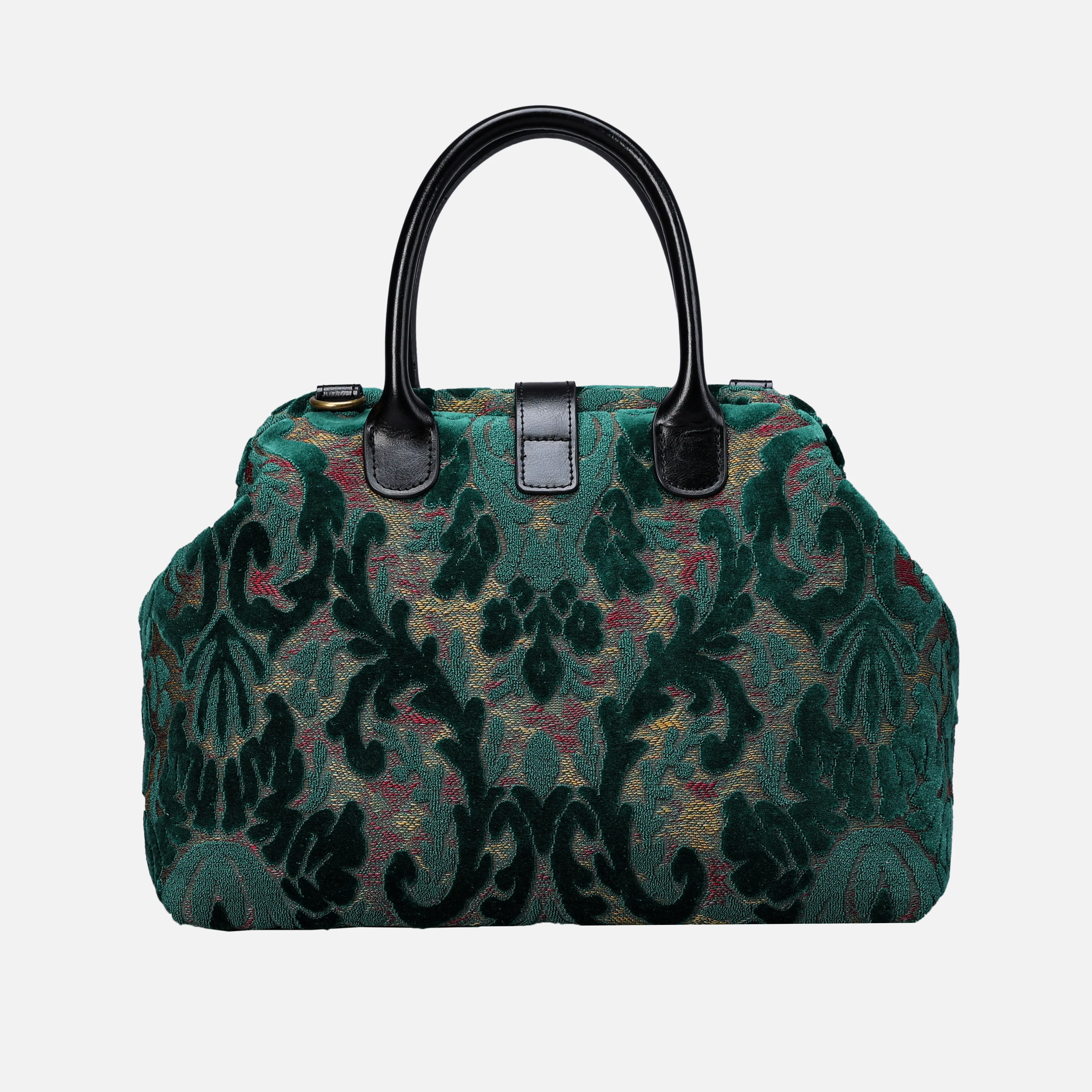 Burnout Velvet Jade Green Carpet Handbag Purse - Image 4