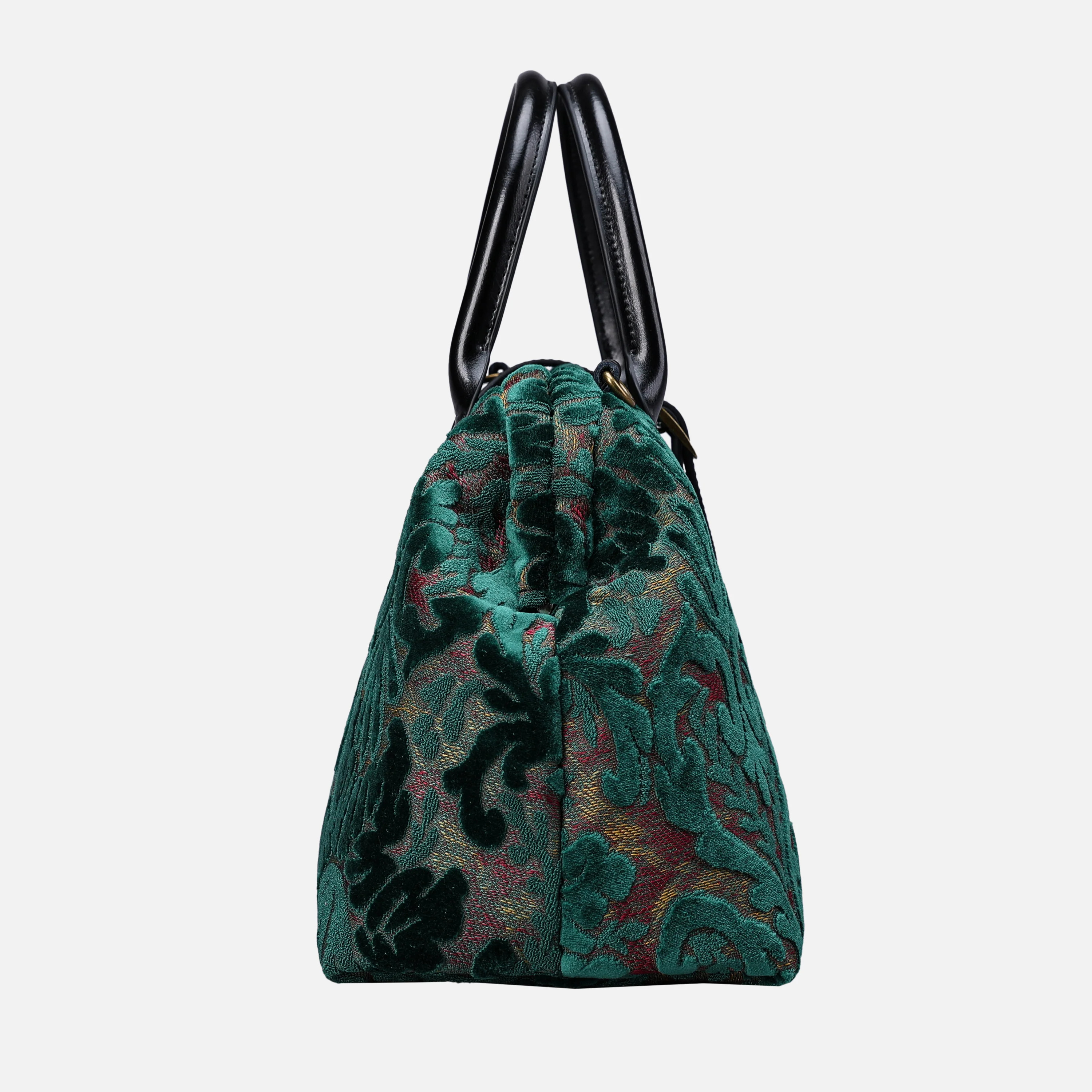 Burnout Velvet Jade Green Carpet Handbag Purse - Image 5