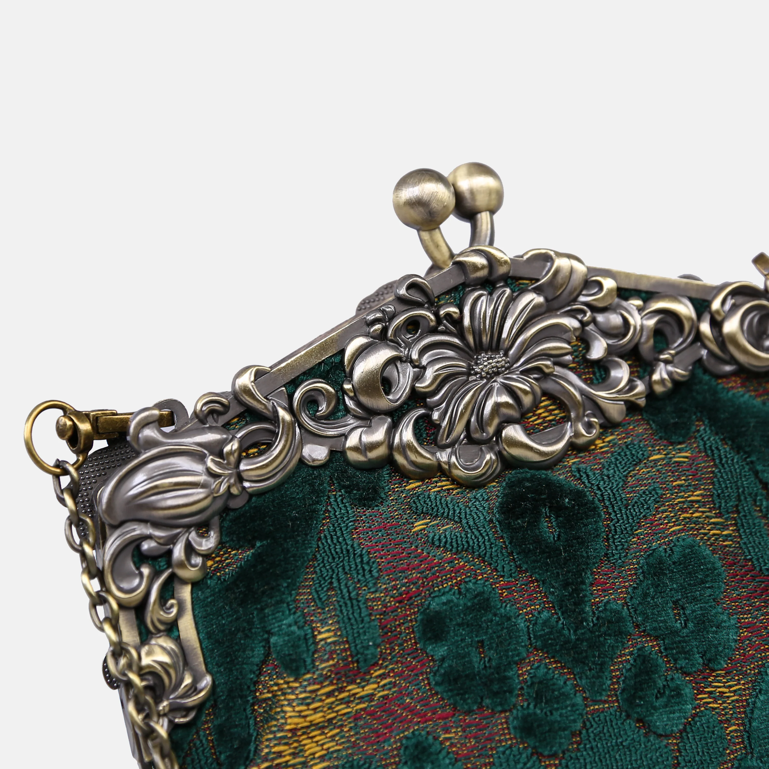 Burnout Velvet Jade Green Chatelaine Purse Large - Image 5
