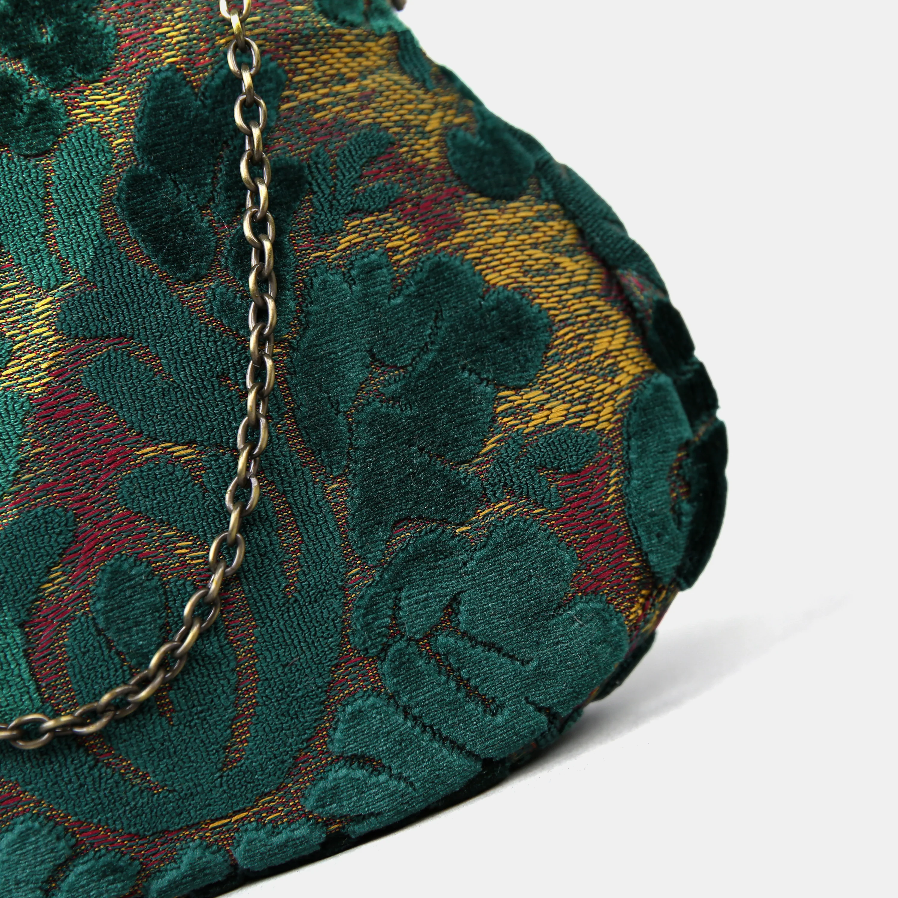 Burnout Velvet Jade Green Chatelaine Purse Large - Image 6