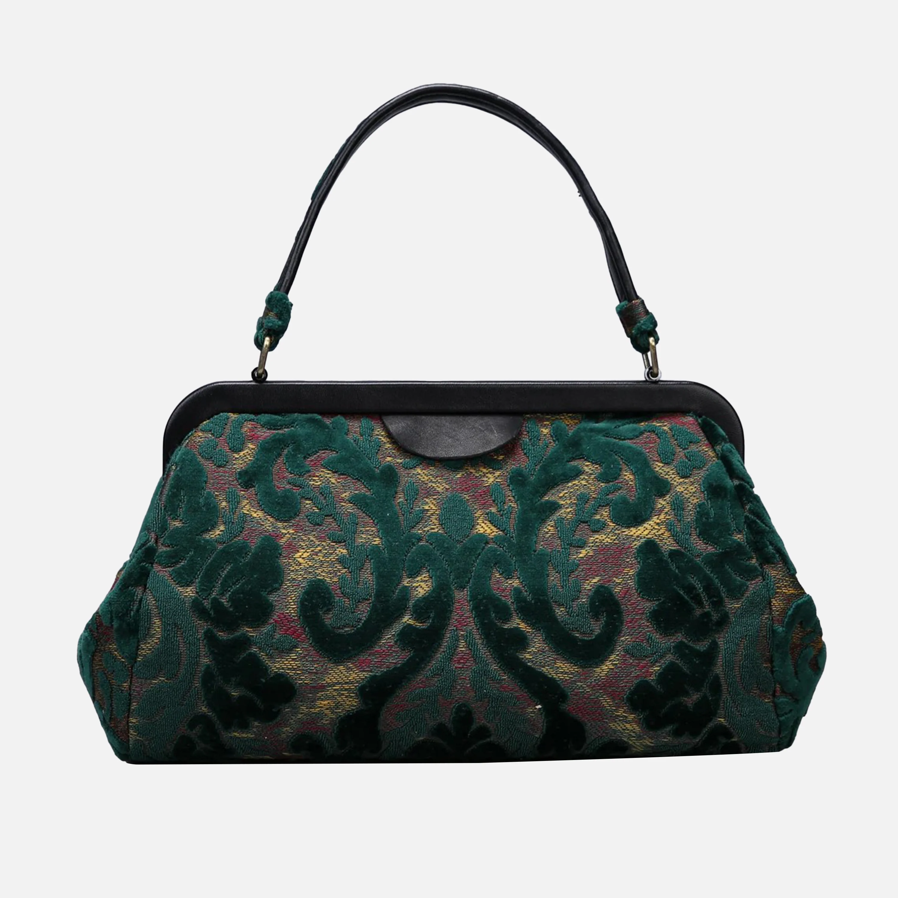 Burnout Velvet Jade Green Top Handle Purse - Image 3