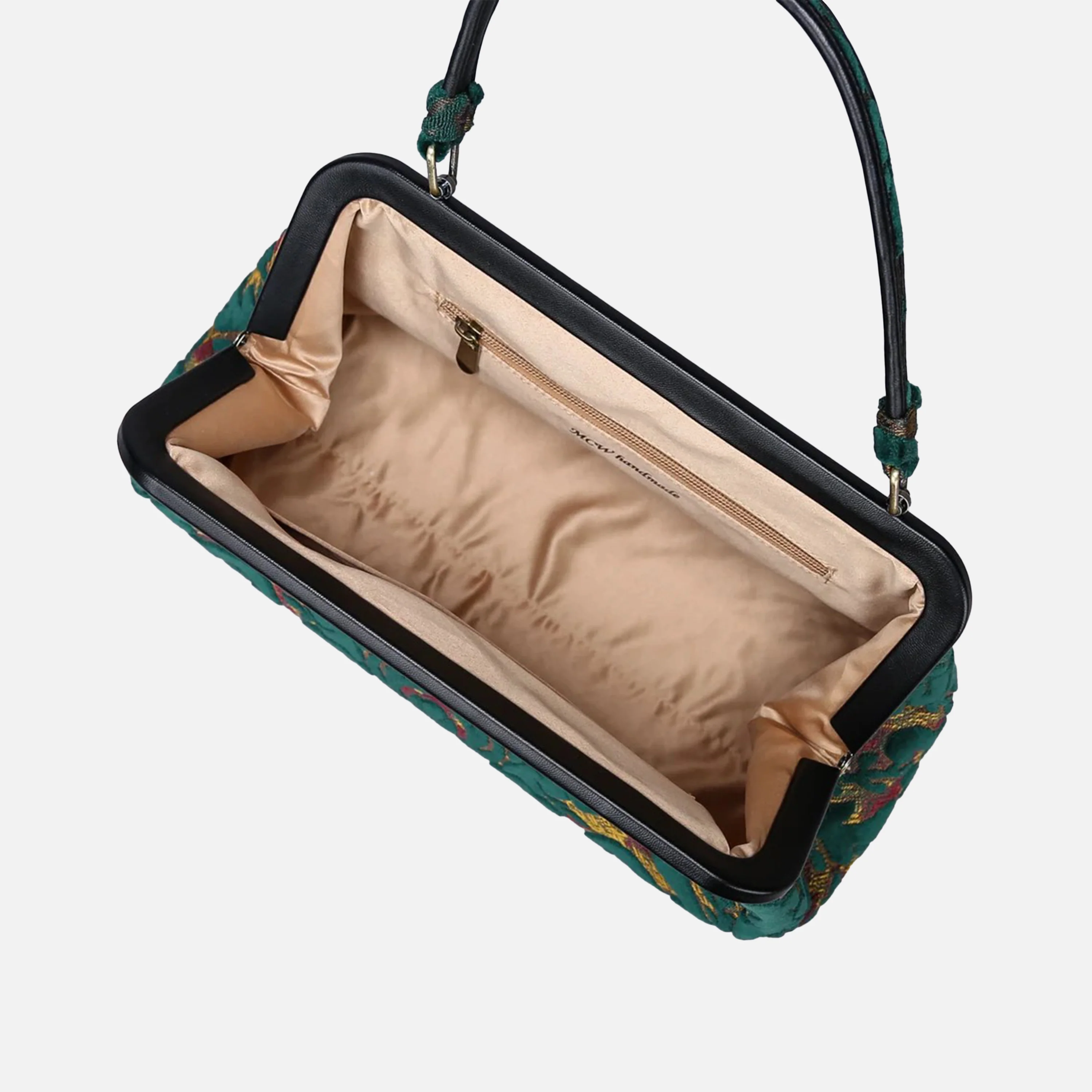 Burnout Velvet Jade Green Top Handle Purse - Image 6