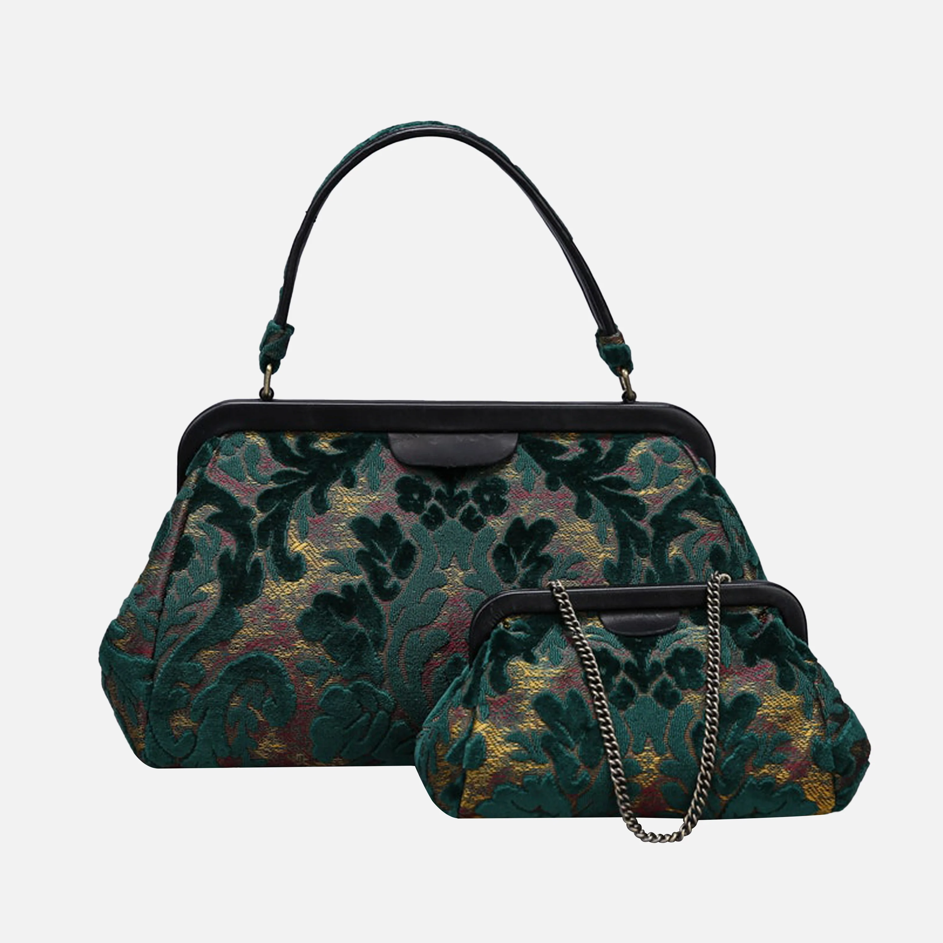Burnout Velvet Jade Green Top Handle Purse - Image 7