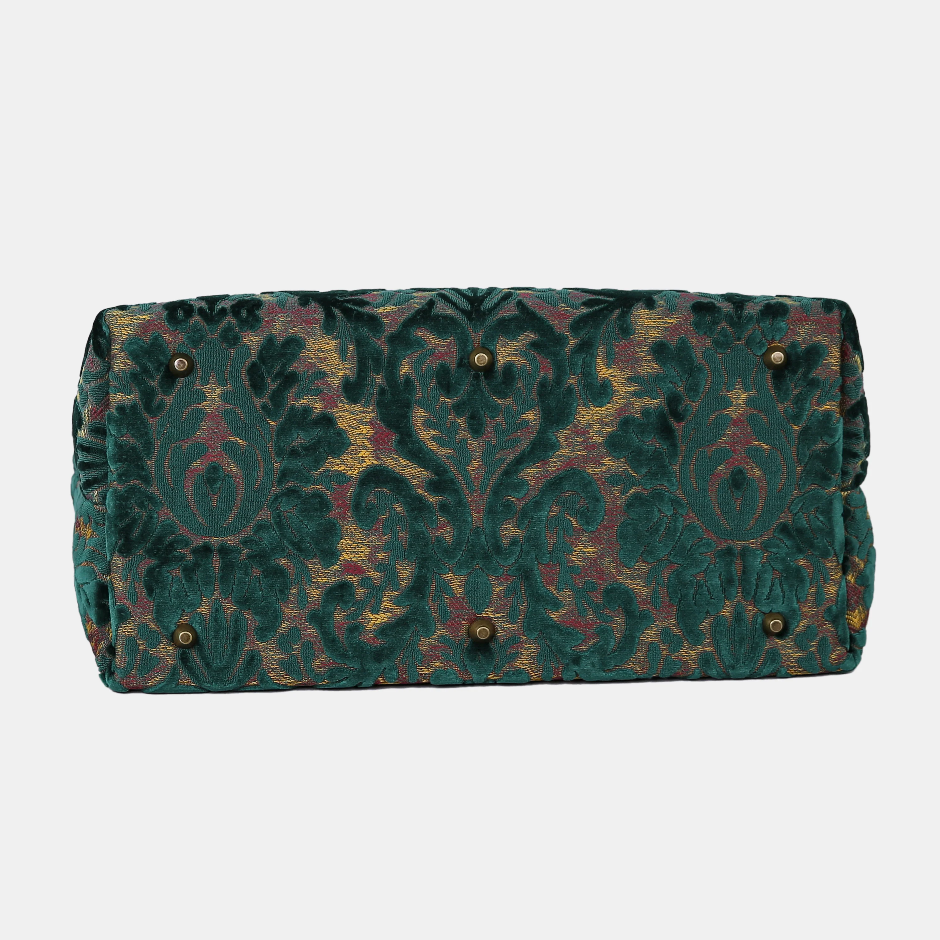Burnout Velvet Jade Green Carpet Handbag Weekender - Image 6