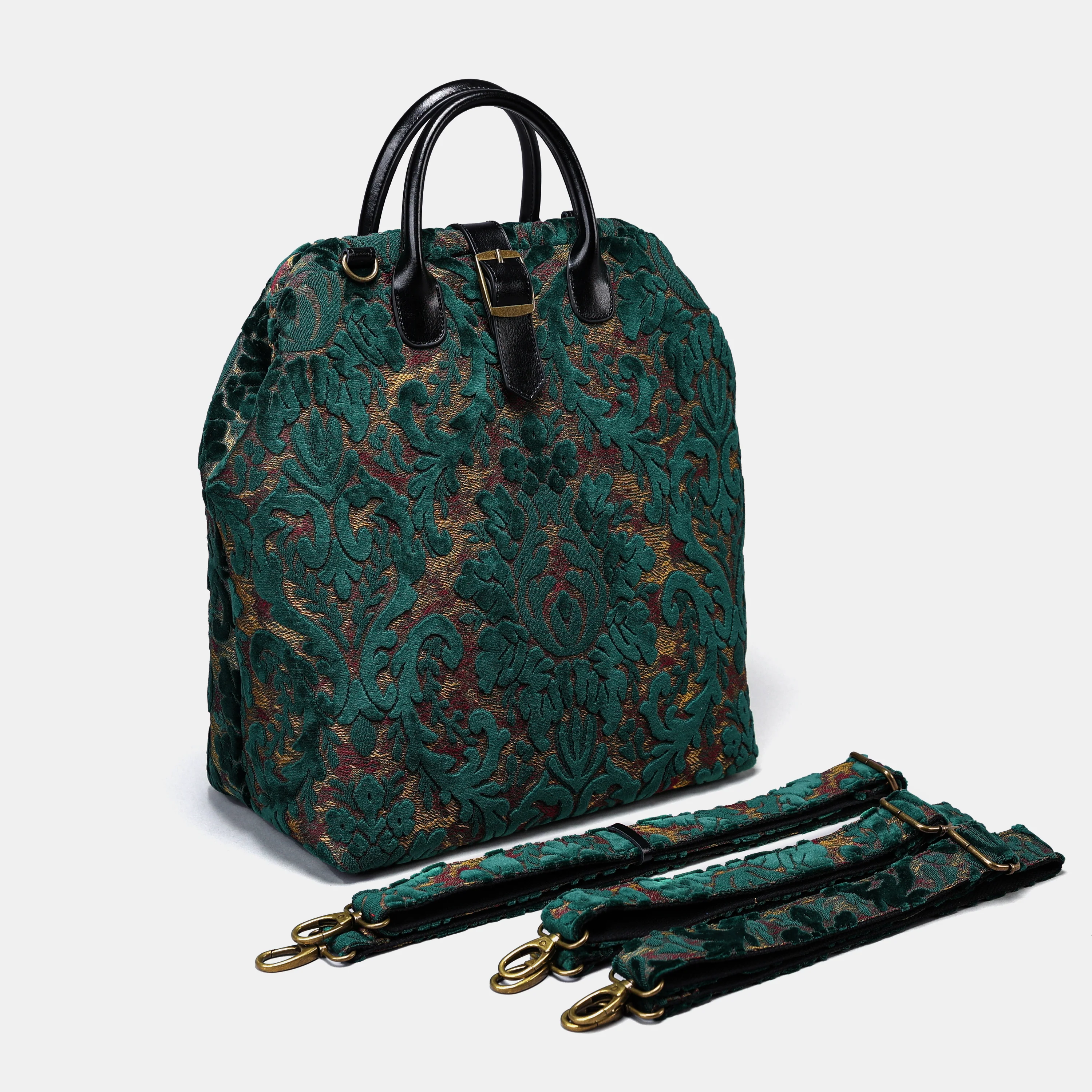 Burnout Velvet Jade Green Carpet Laptop Backpack - Image 3